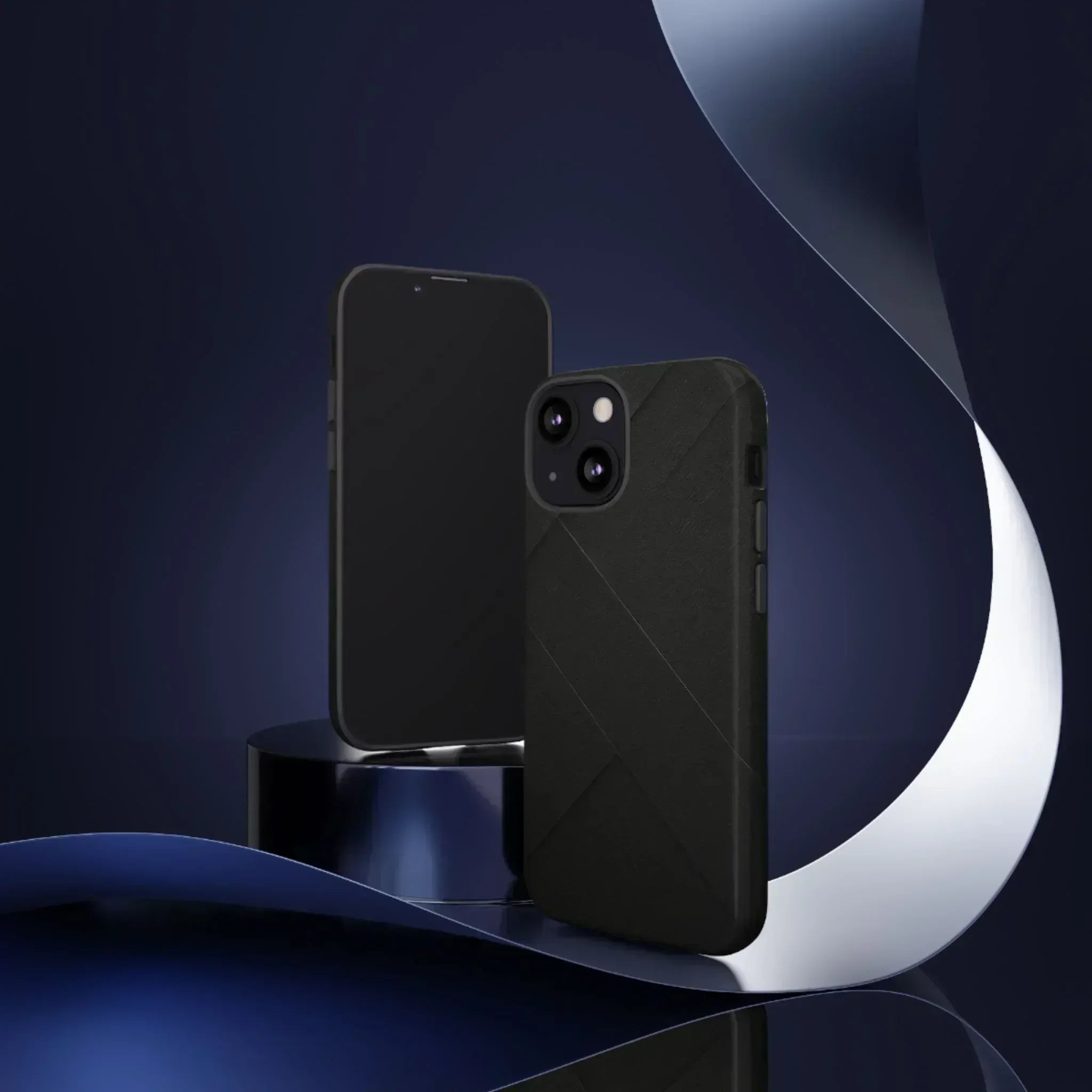 Matte Black Diagonal Line Phone Case for iPhone 8-16 and Galaxy S10-S25 - KARARMDESIGN