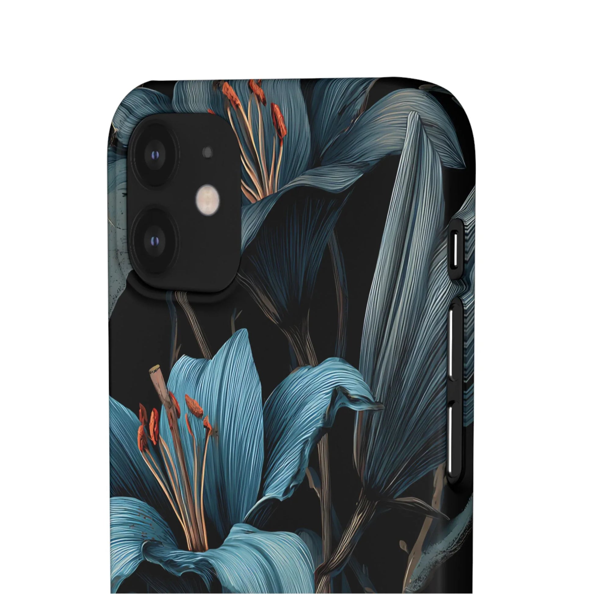 Blue Lily Floral Phone Case for iPhone 11-17 and Galaxy S20-S25 - KARARMDESIGN