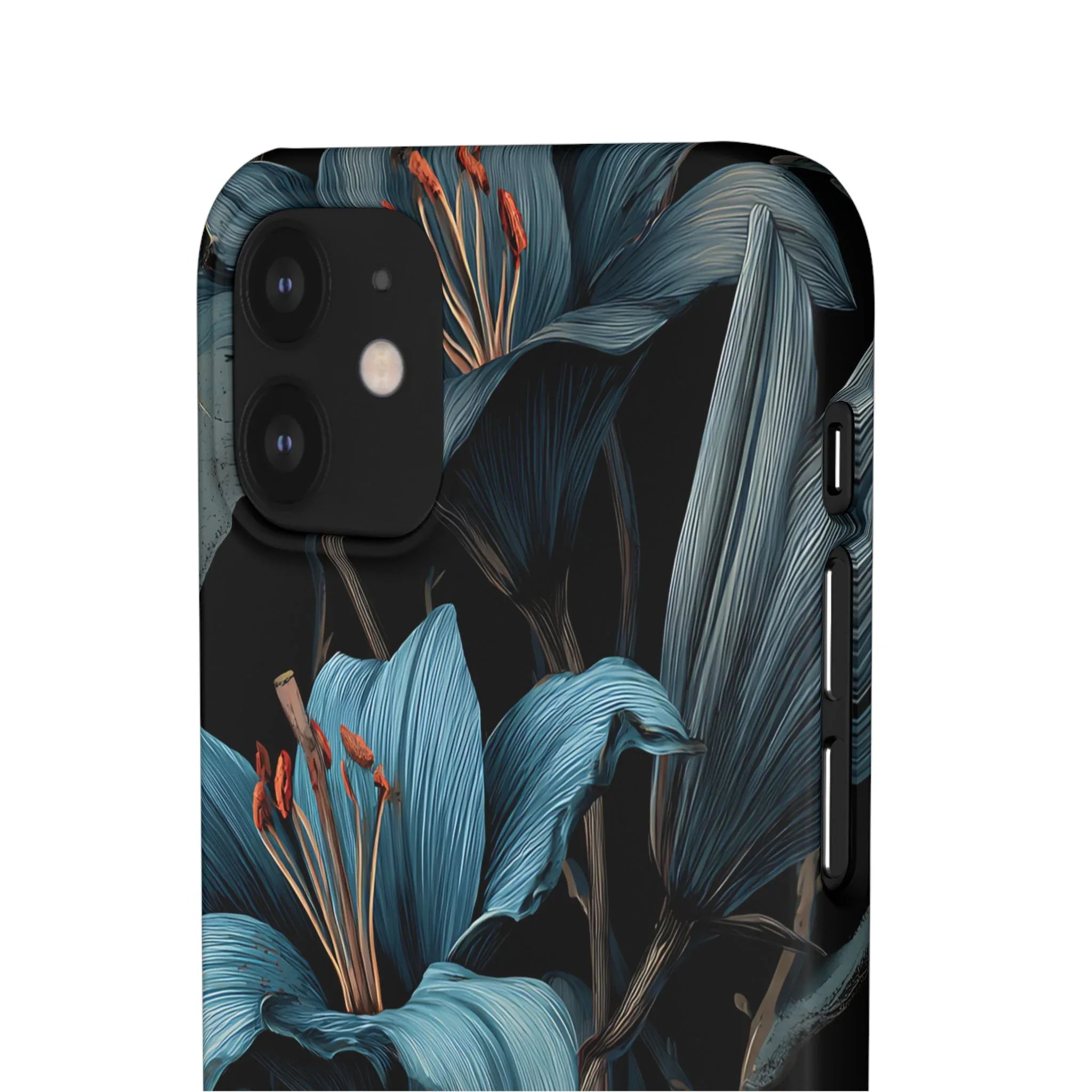 Blue Lily Floral Phone Case for iPhone 11-17 and Galaxy S20-S25 - KARARMDESIGN