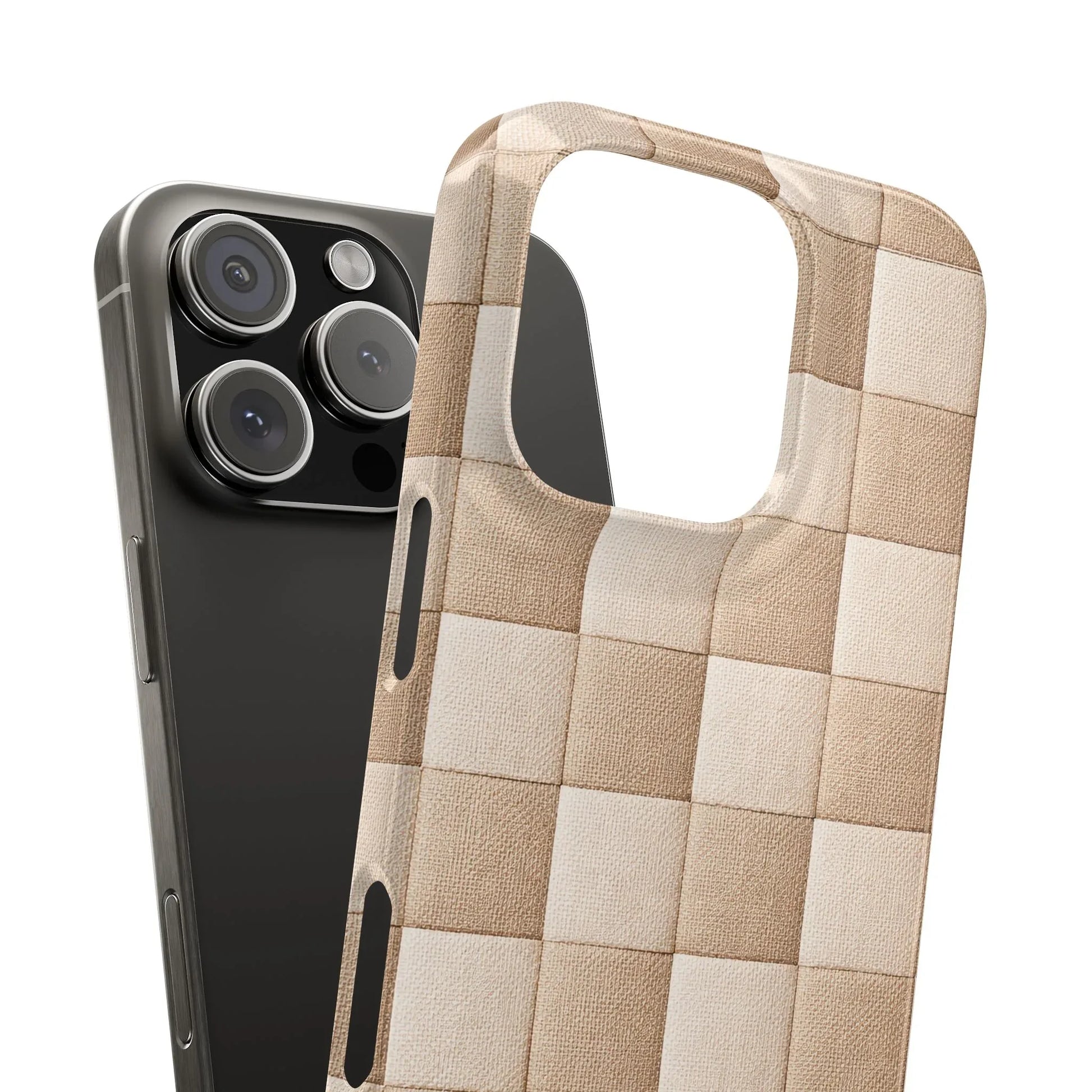 Beige Woven Phone Case for iPhone 11-17 and Galaxy S20-S25 - KARARMDESIGN