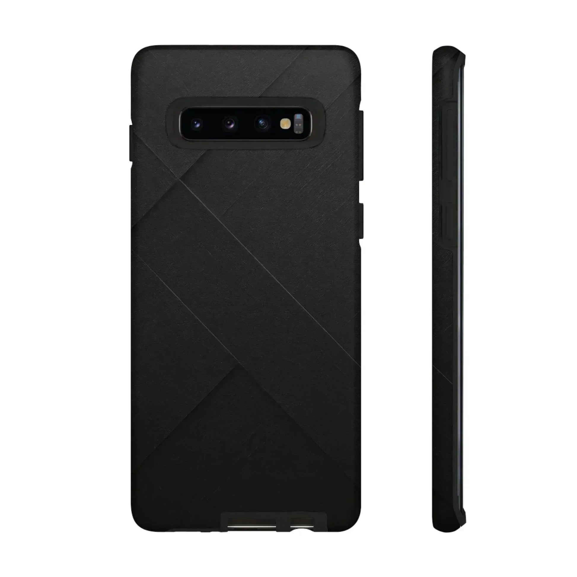 Matte Black Diagonal Line Phone Case for iPhone 8-16 and Galaxy S10-S25 - KARARMDESIGN