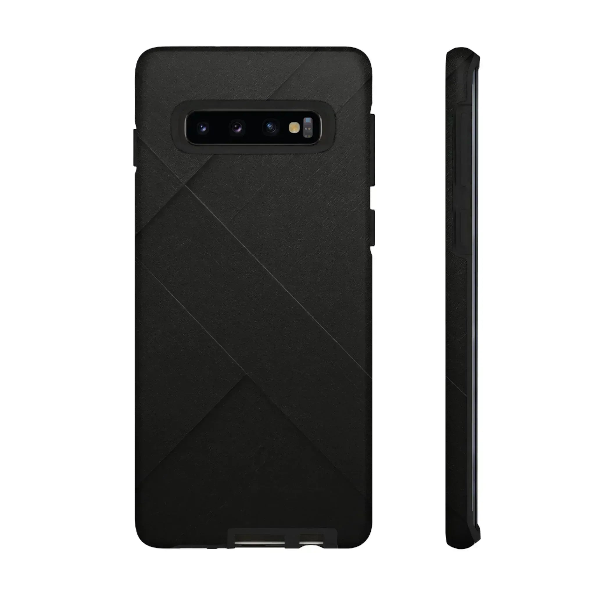 Matte Black Diagonal Line Phone Case for iPhone 8-16 and Galaxy S10-S25 - KARARMDESIGN