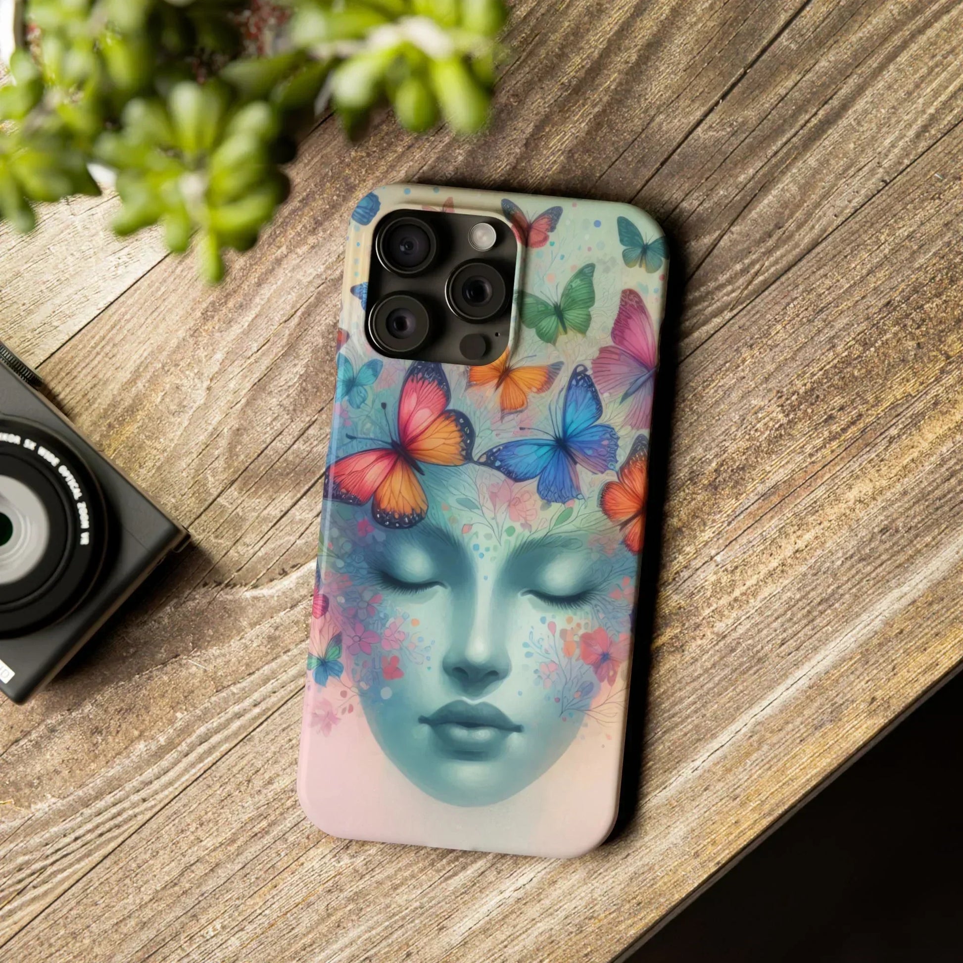 Butterfly Bloom Dreamy Woman with Closed Eyes Tough Phone Case for iPhone - KarArmDesign
