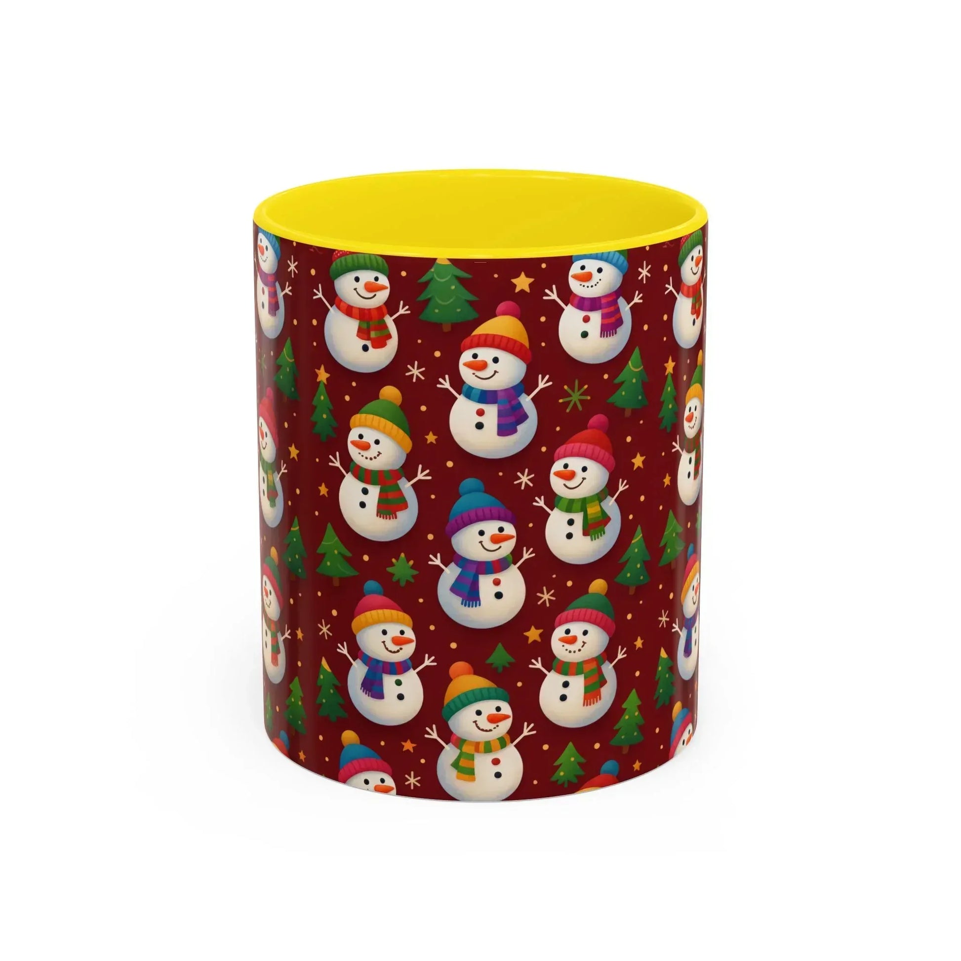 Festive Snowman Parade Accent Coffee Mug (11oz) - KARARMDESIGN