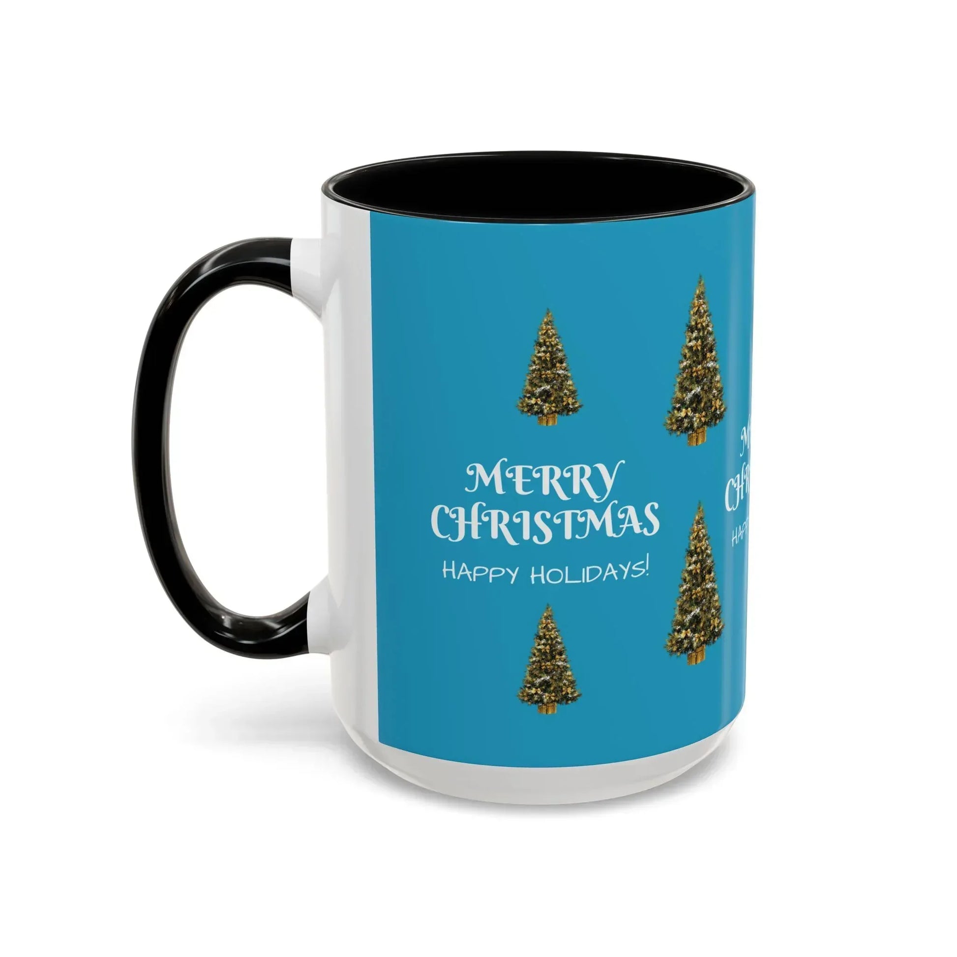 Merry Christmas and Happy Holidays Mug - Accent Coffee Mug (11, 15oz) - KARARMDESIGN