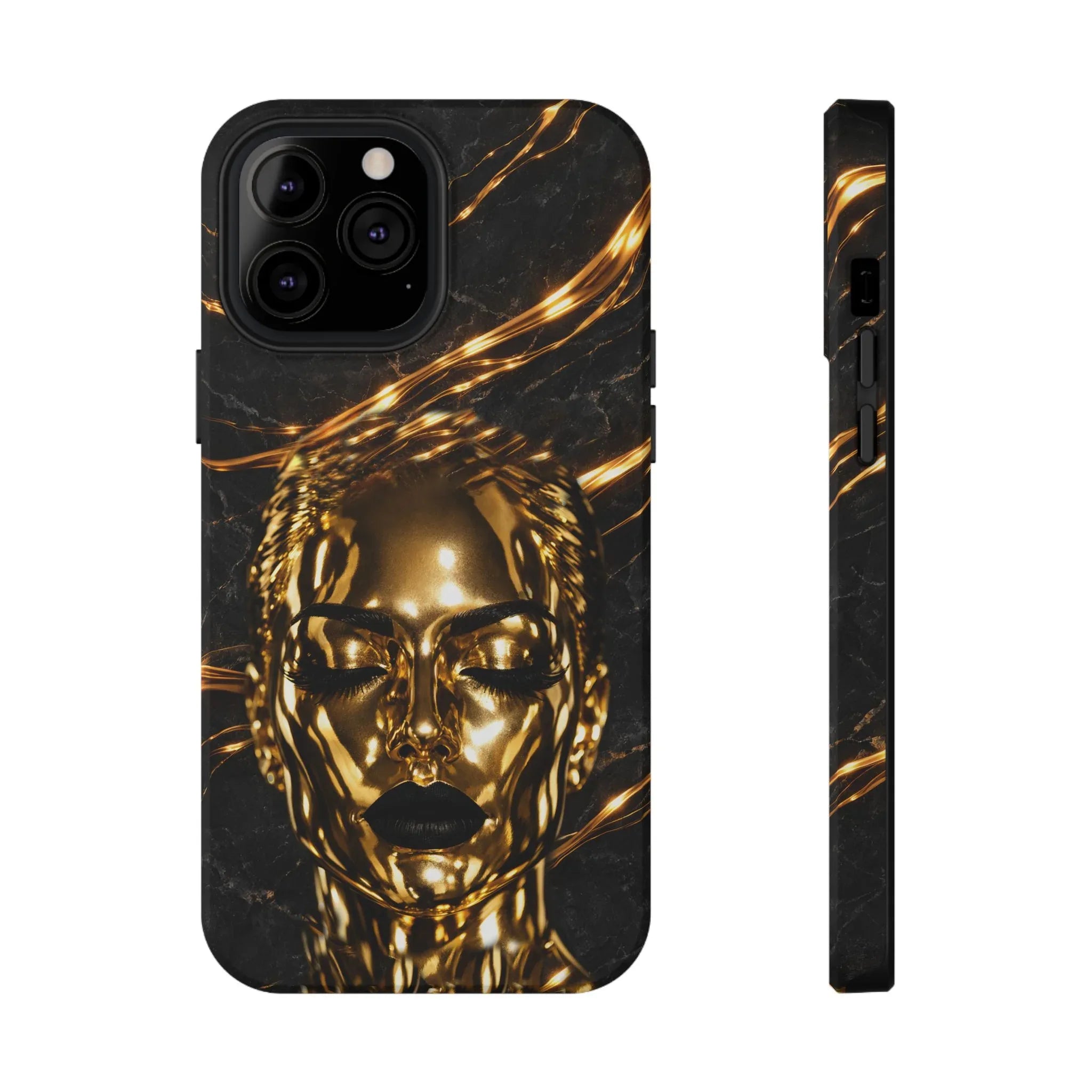 Luxury Gold Portrait Phone Case for iPhone 11-17 and Galaxy S21-S25 - KARARMDESIGN