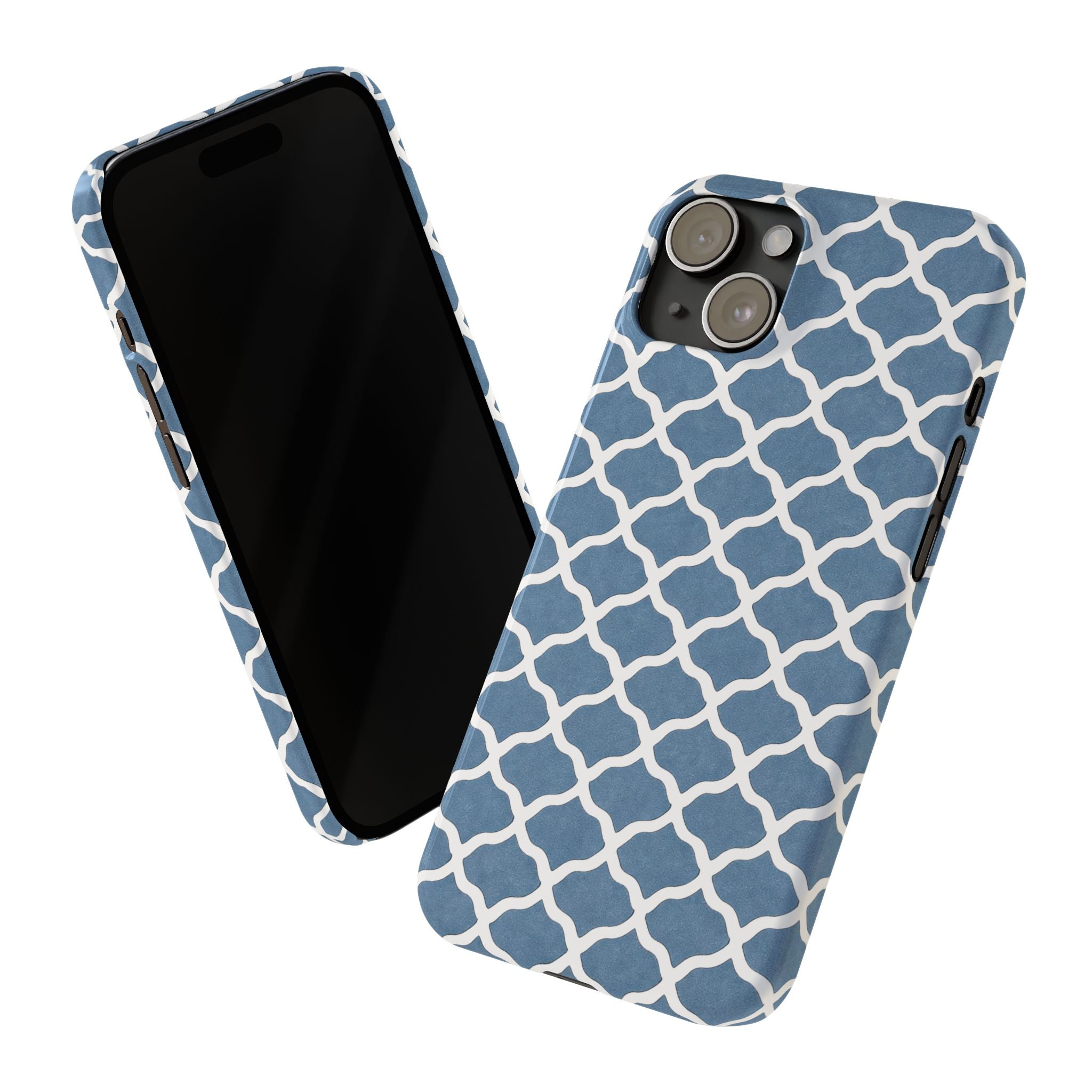 Azure Lattice Pattern Phone Case Slim Phone Cases for iPhone 11-17