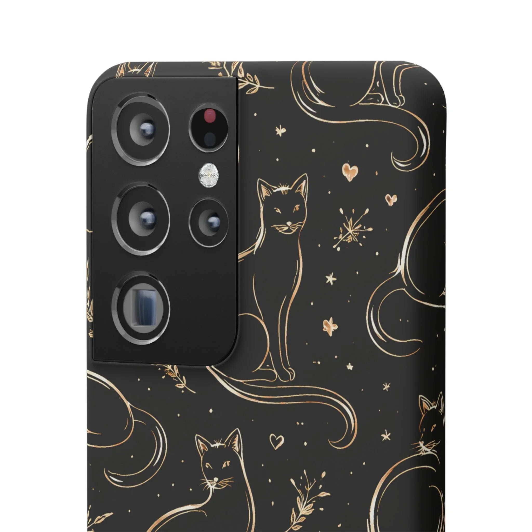 Golden Cat Pattern Phone Case for iPhone 11–17 & Galaxy S21–S25 - KARARMDESIGN