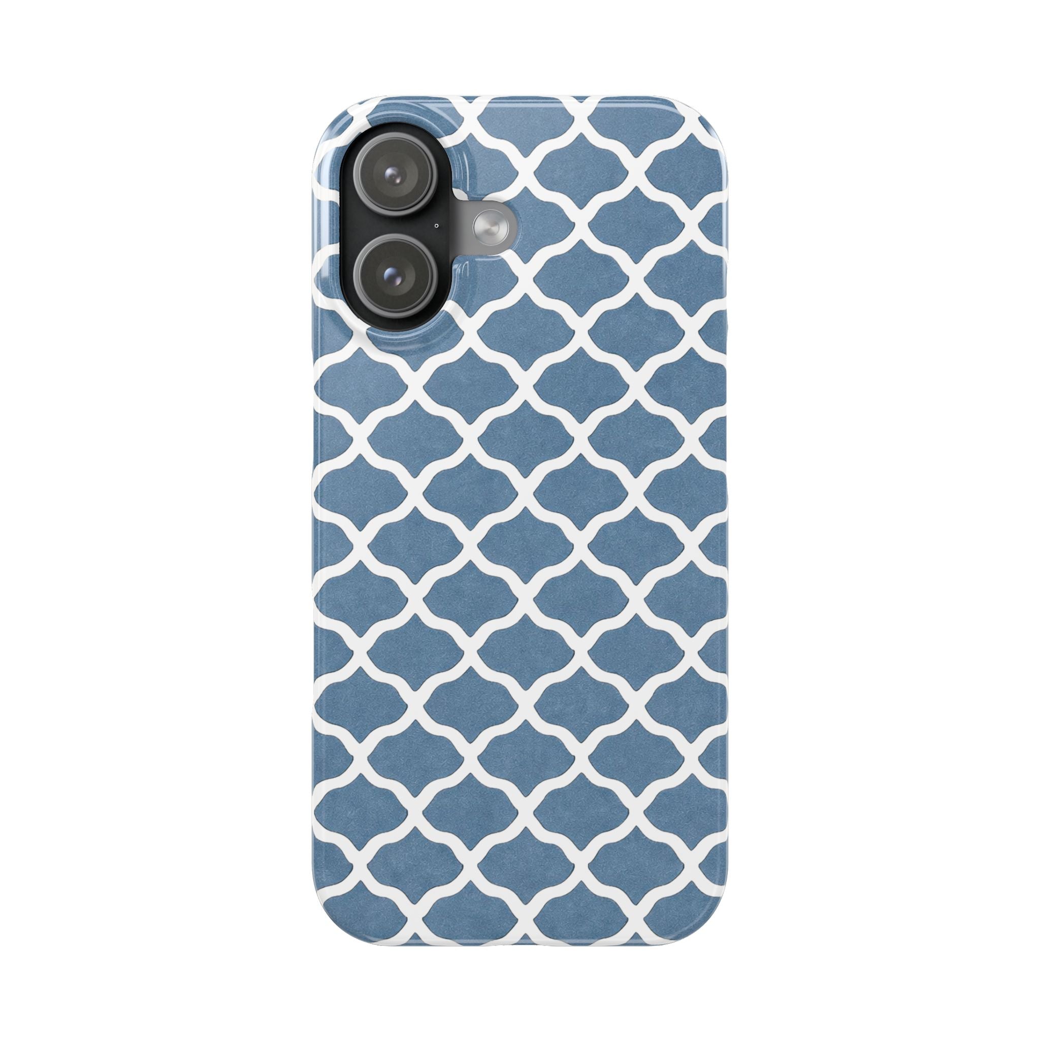 Azure Lattice Pattern Phone Case Slim Phone Cases for iPhone 11-17