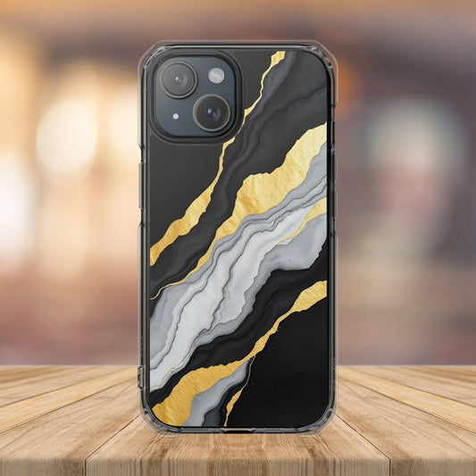Luxury Black and Gold Marble Magnetic Phone Case for iPhone 14-16 Models - KarArmDesign