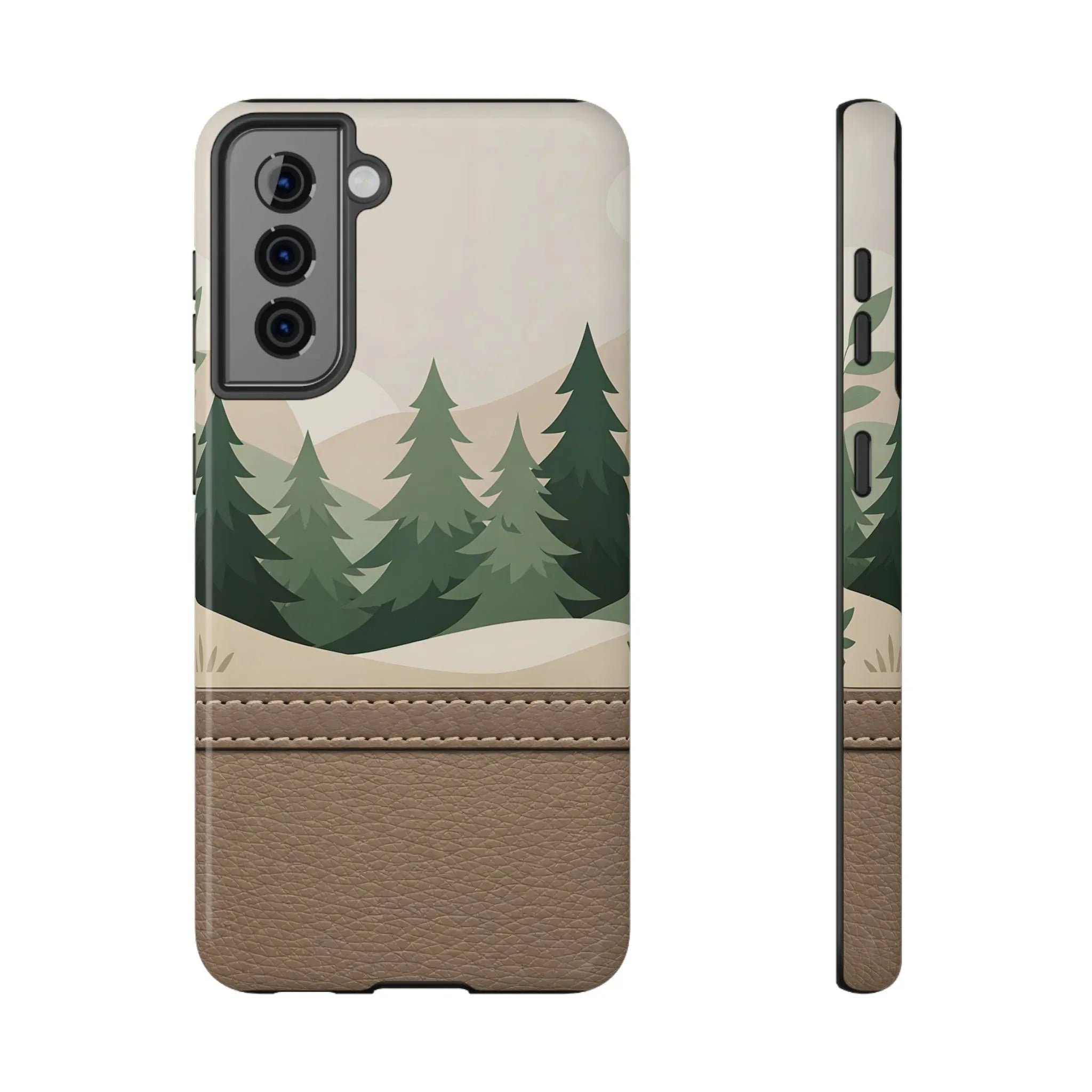 Forest Leather Phone Case for iPhone 11-17 and Galaxy S21-S25 - KARARMDESIGN