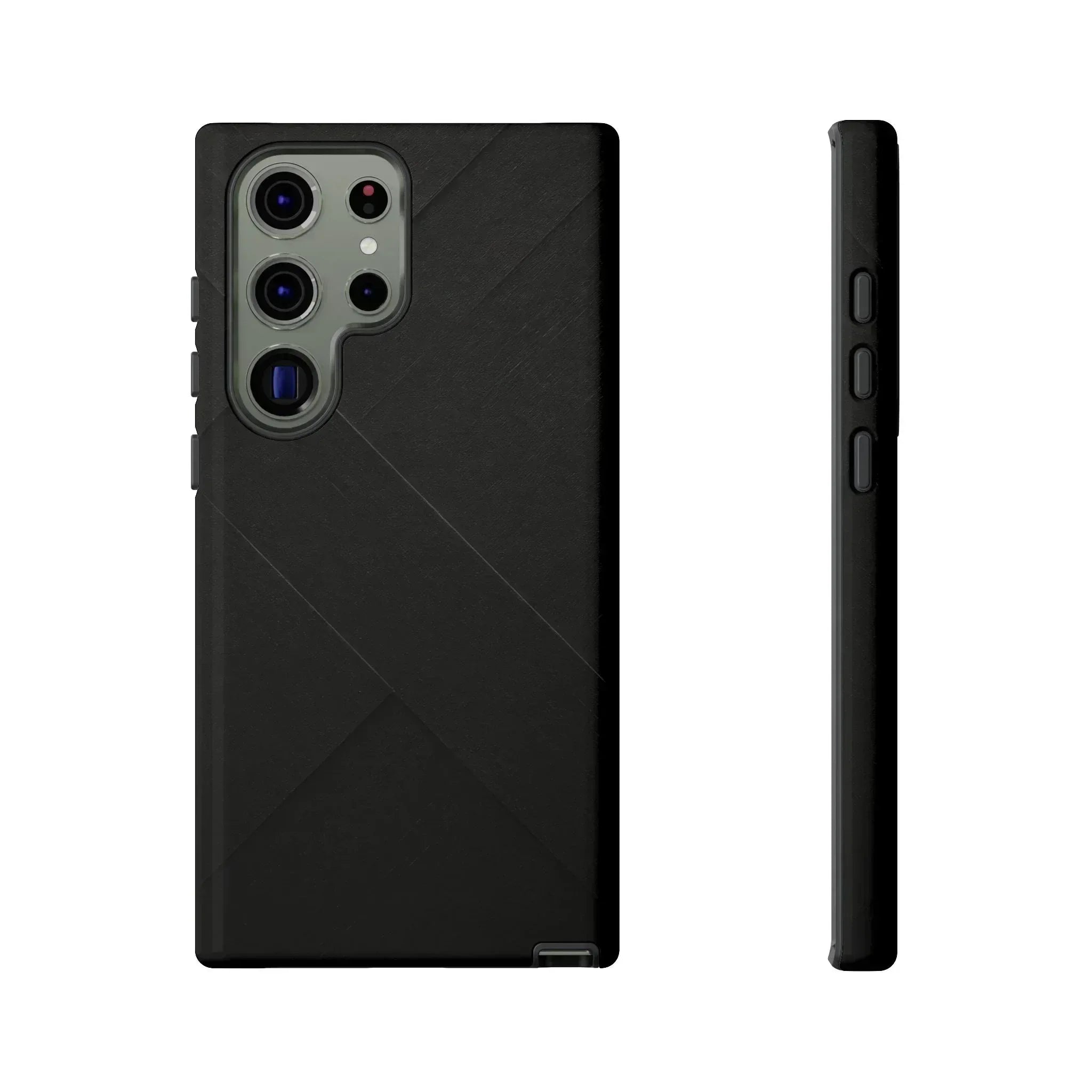 Matte Black Diagonal Line Phone Case for iPhone 8-16 and Galaxy S10-S25 - KARARMDESIGN