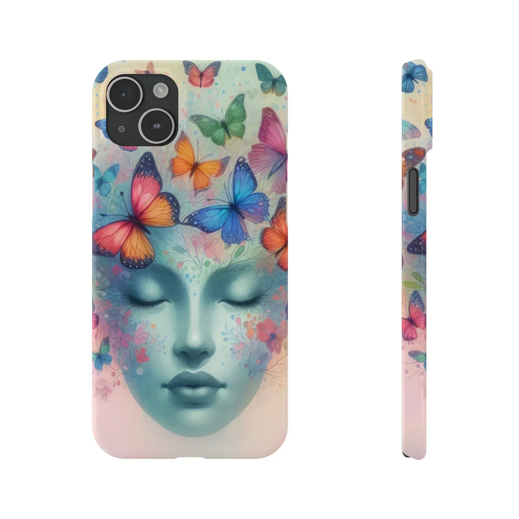 Butterfly Bloom Dreamy Woman Phone Case for iPhone - KARARMDESIGN