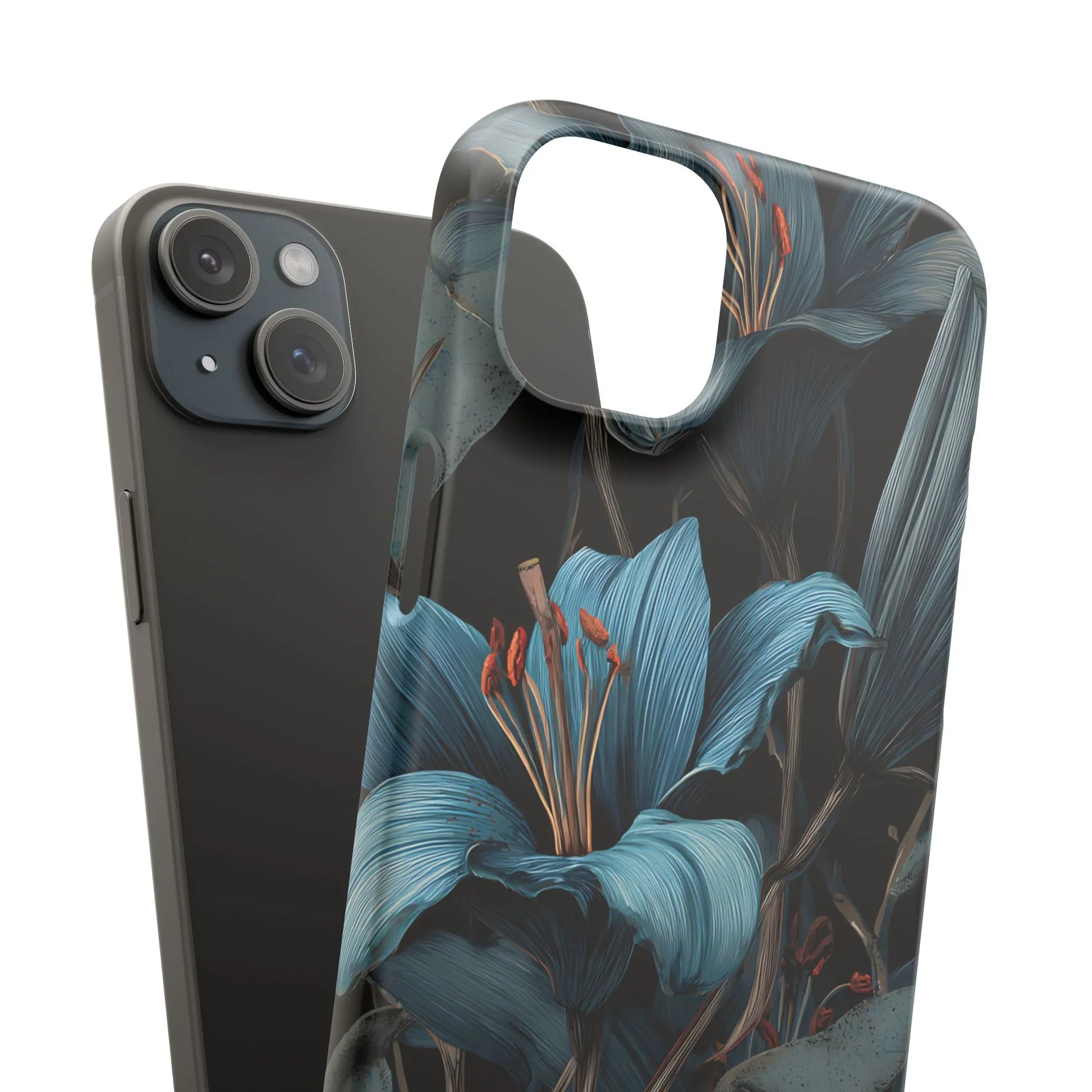 Blue Lily Floral Phone Case for iPhone 11-17 and Galaxy S20-S25 - KARARMDESIGN