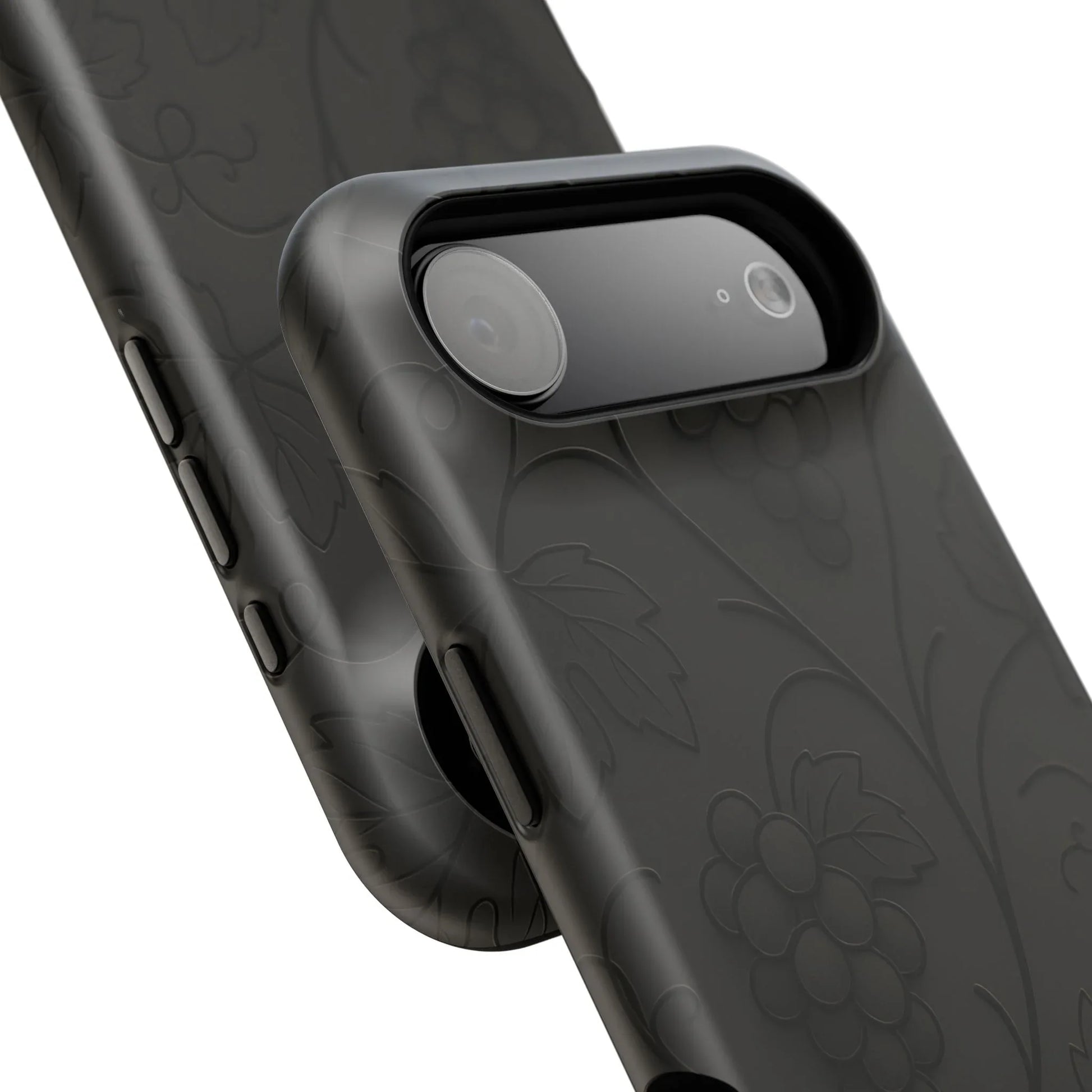 Elegant Embossed Grape Leaf Black Phone Case for iPhone and Galaxy - KARARMDESIGN
