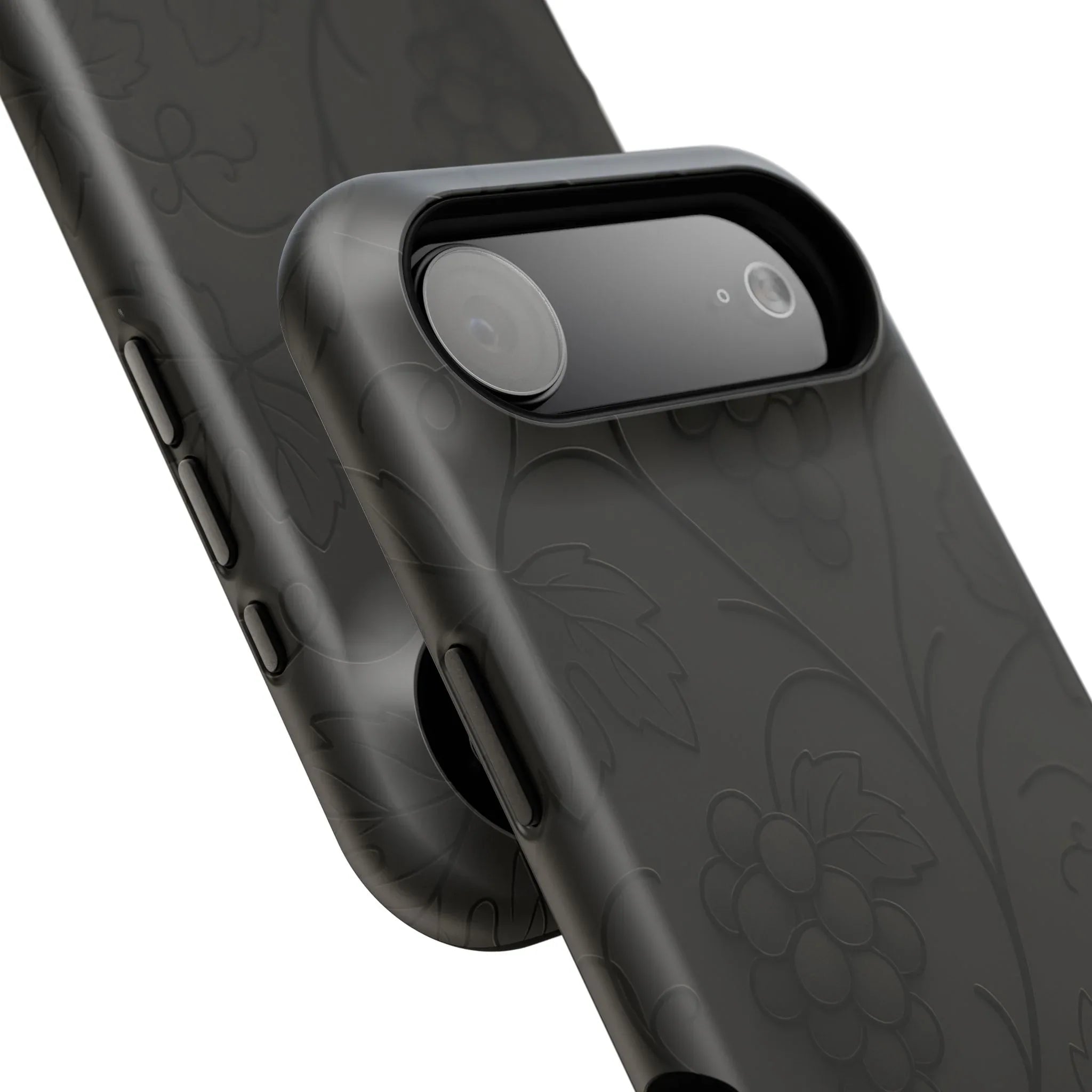 Elegant Embossed Grape Leaf Black Phone Case for iPhone and Galaxy - KARARMDESIGN