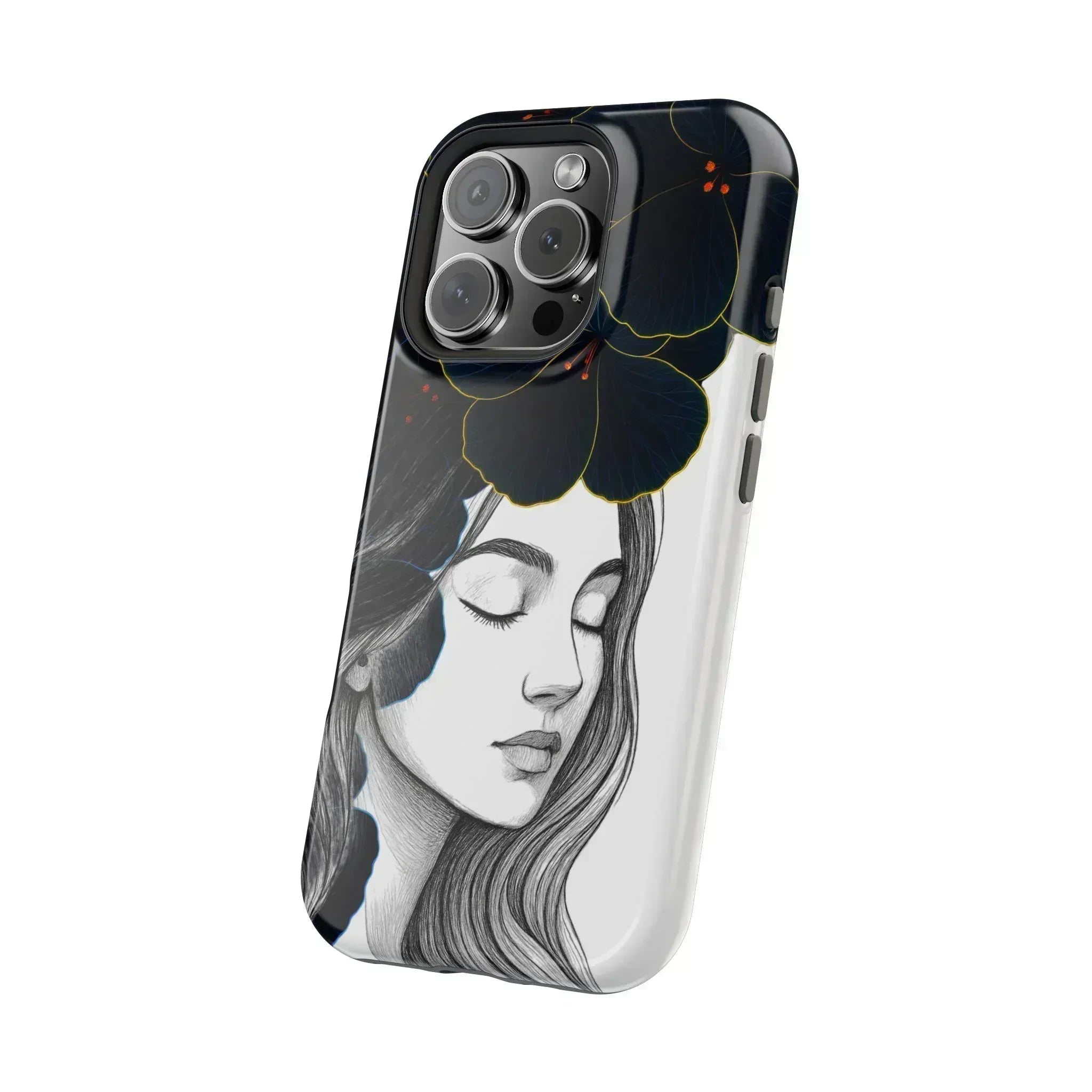 Dark Floral Elegance Phone Case for iPhone 13-16 - KARARMDESIGN