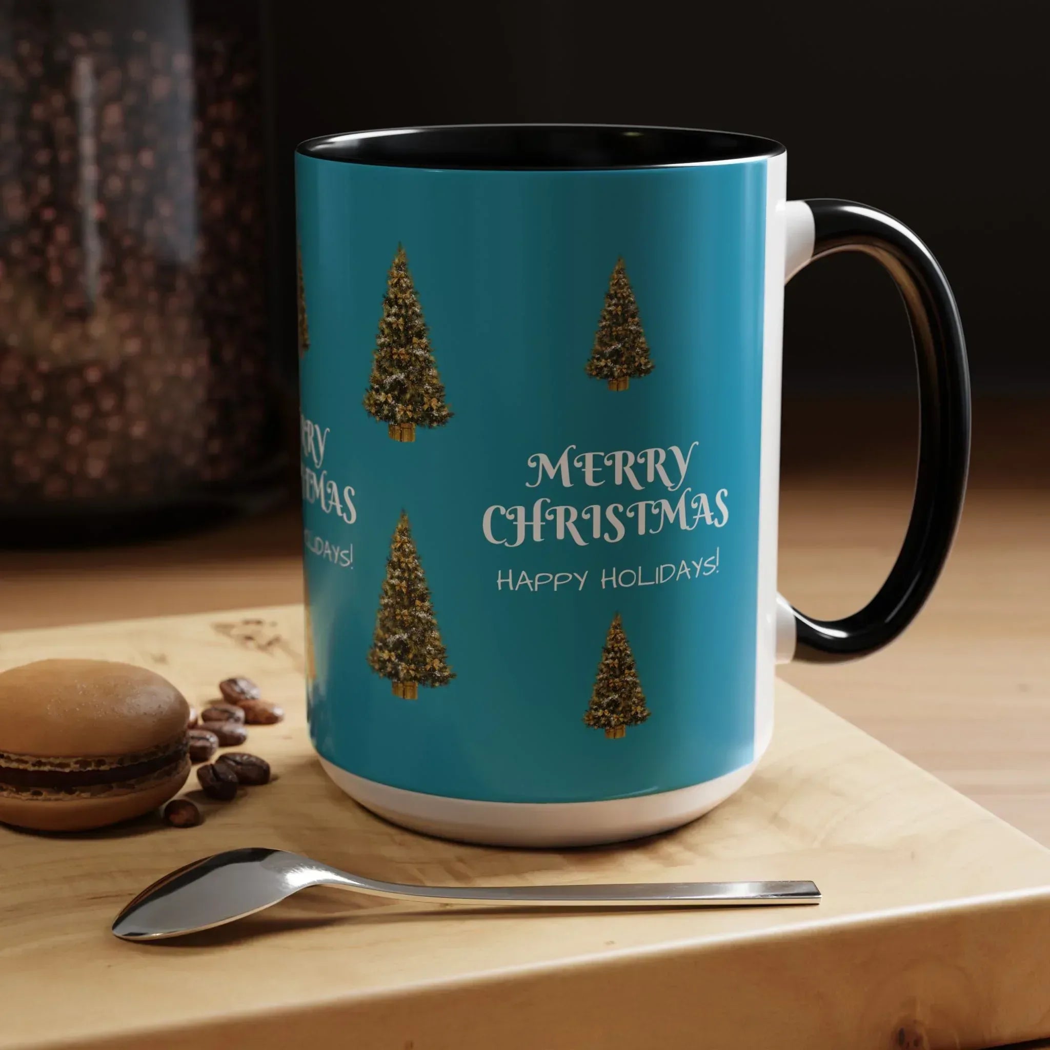 Merry Christmas and Happy Holidays Mug - Accent Coffee Mug (11, 15oz) - KARARMDESIGN
