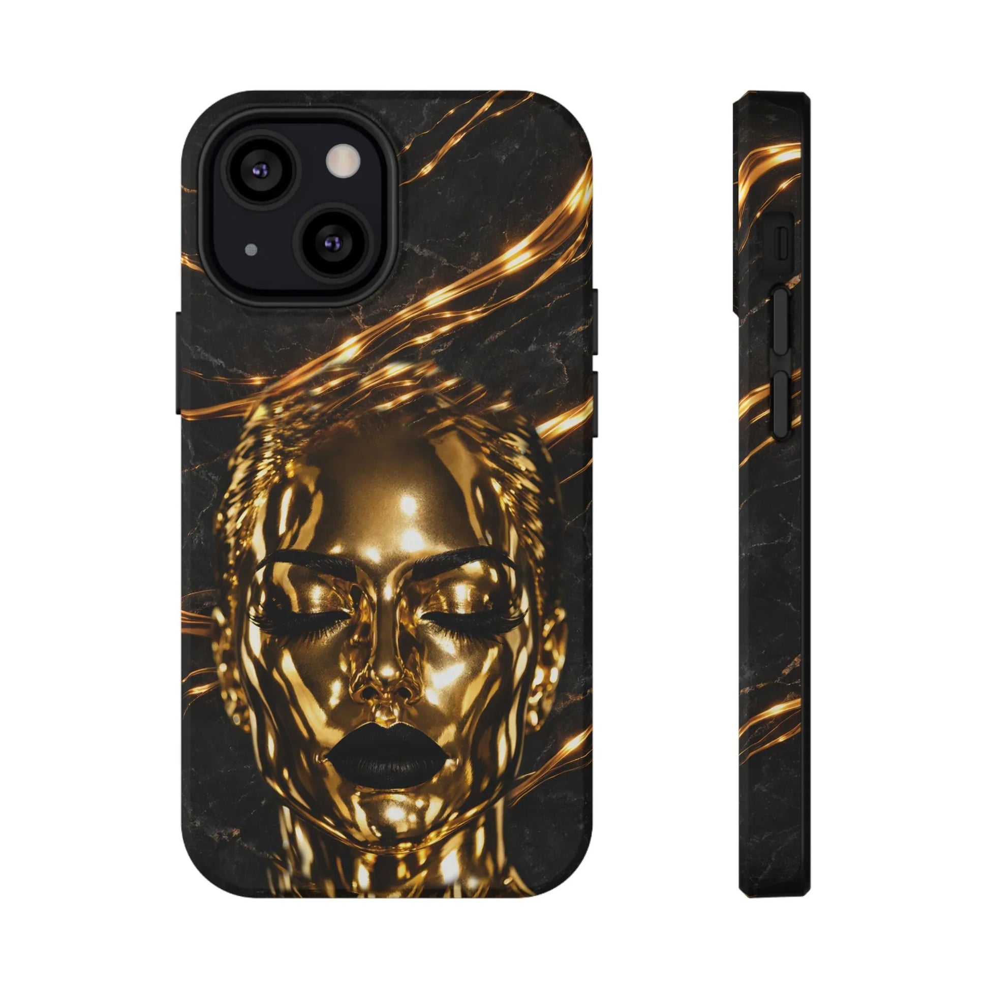 Luxury Gold Portrait Phone Case for iPhone 11-17 and Galaxy S21-S25 - KARARMDESIGN