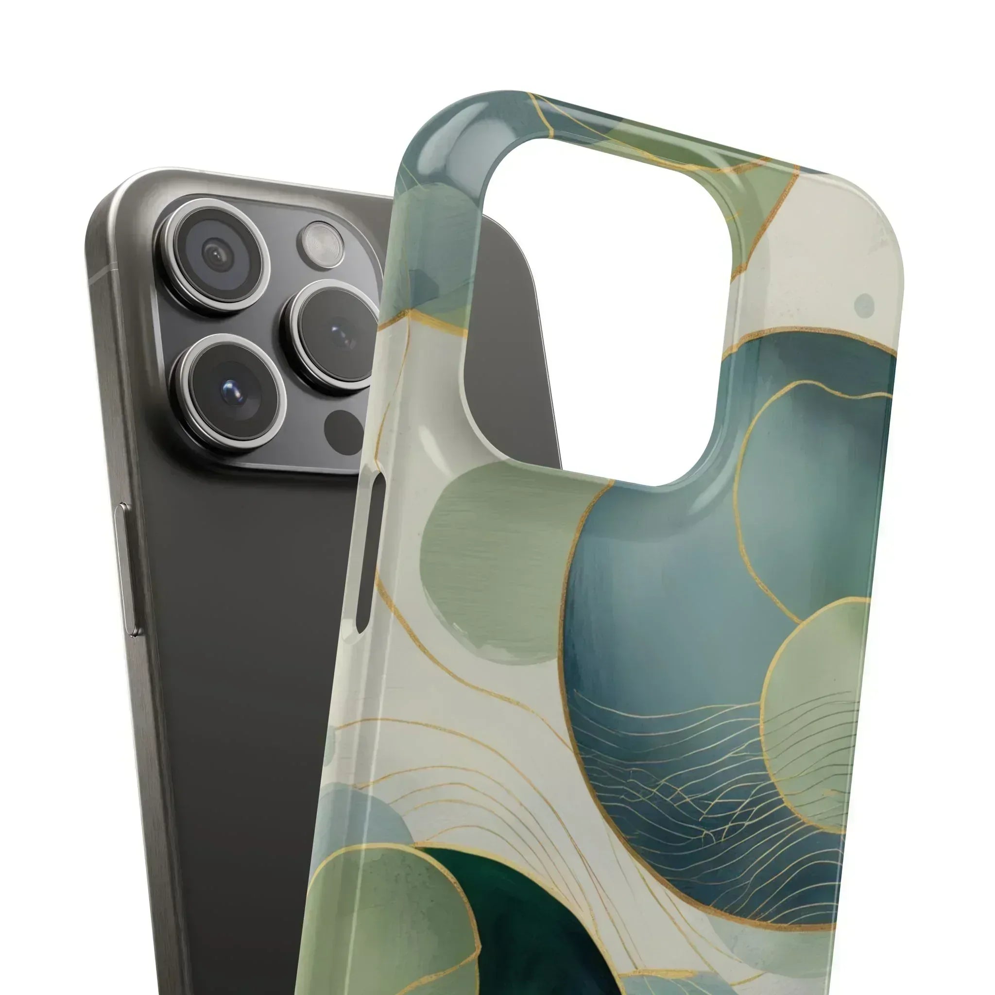 Abstract Teal Slim Phone Case for iPhone 12-16 - KARARMDESIGN