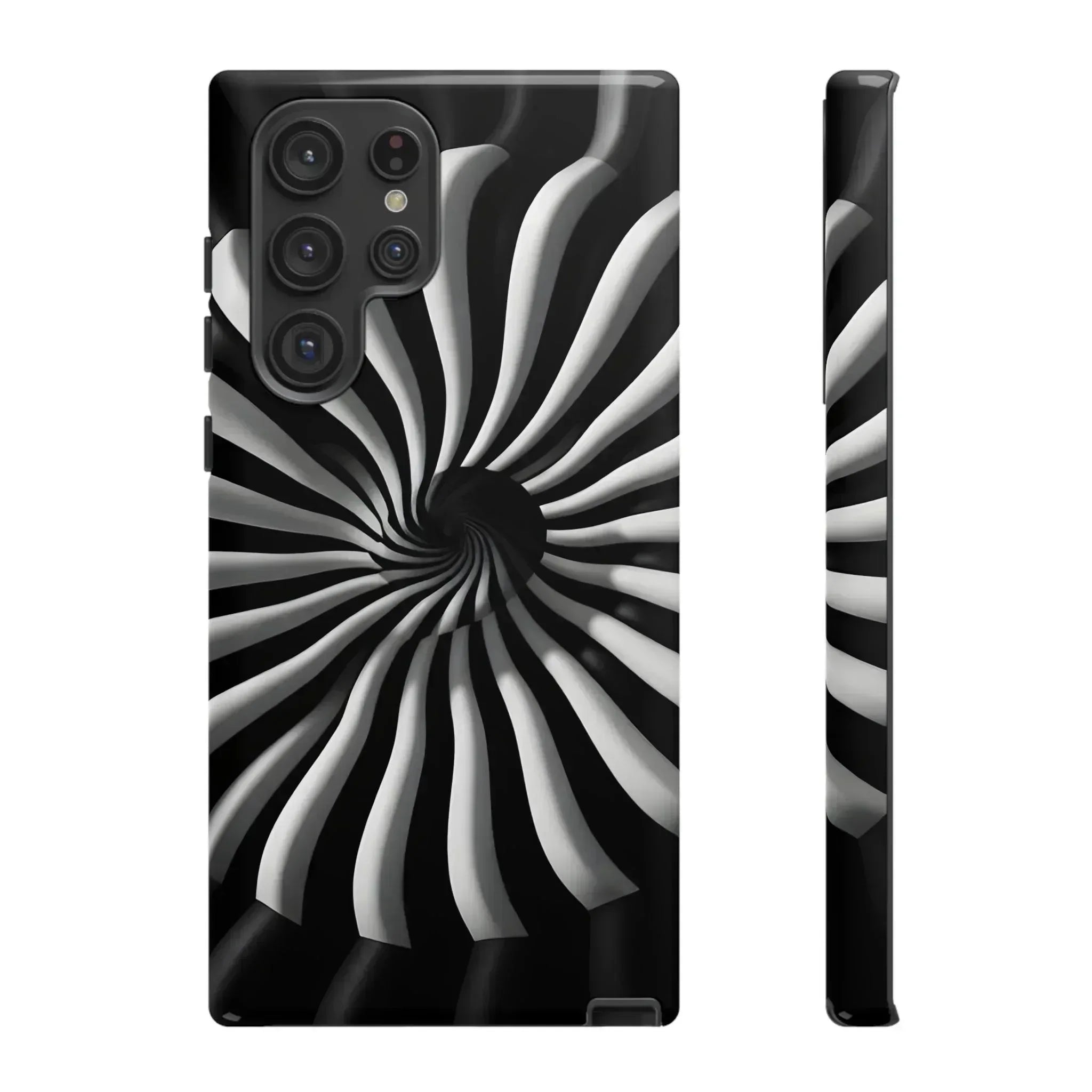Hypnotic Black and White Spiral Phone Case for iPhone & Galaxy - KARARMDESIGN