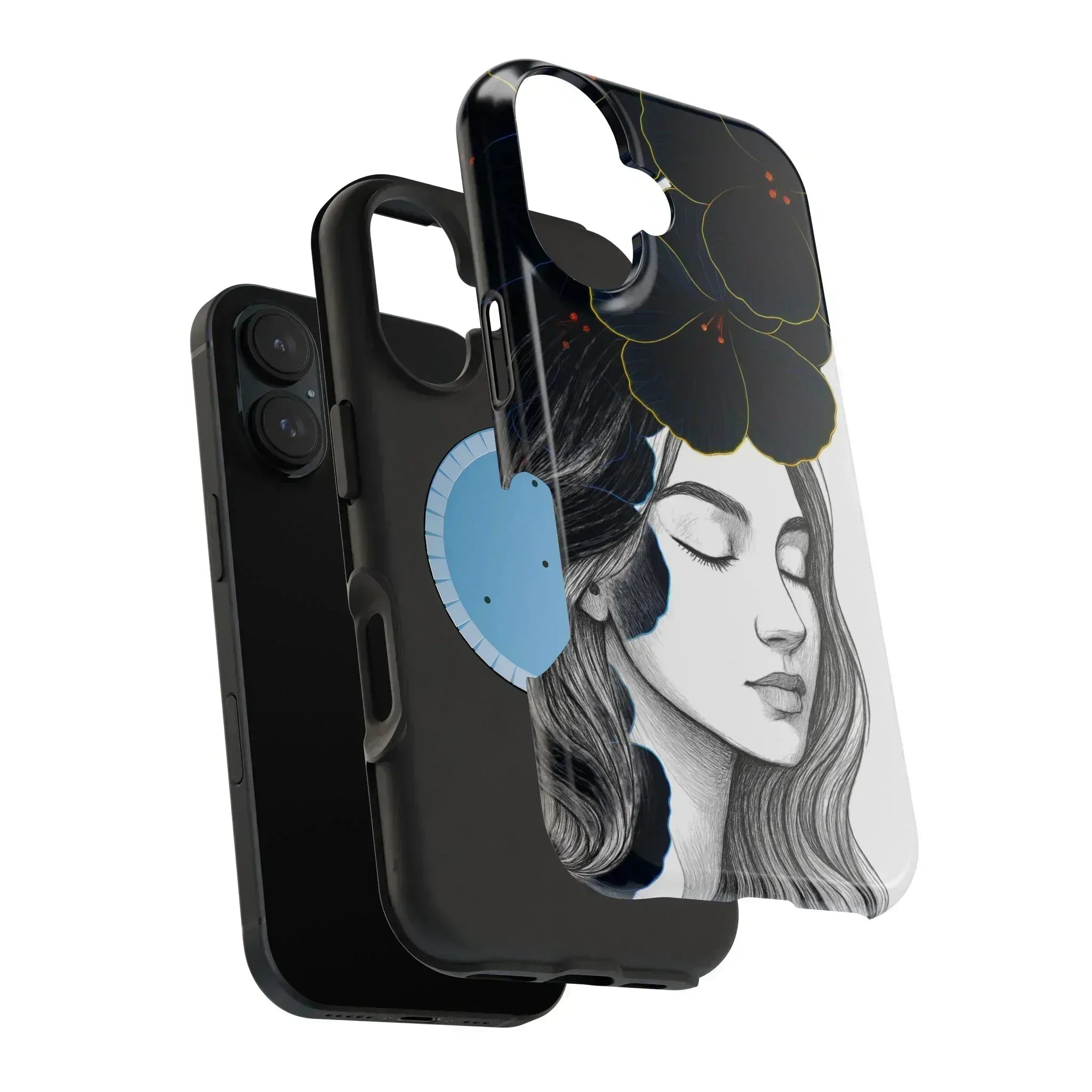 Dark Floral Elegance Phone Case for iPhone 13-16 - KARARMDESIGN