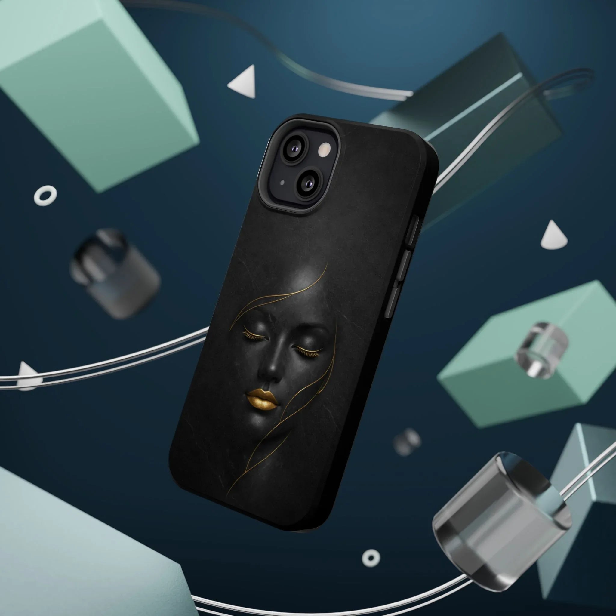 Black Gold Face Phone Case for iPhone 13-17 - KARARMDESIGN