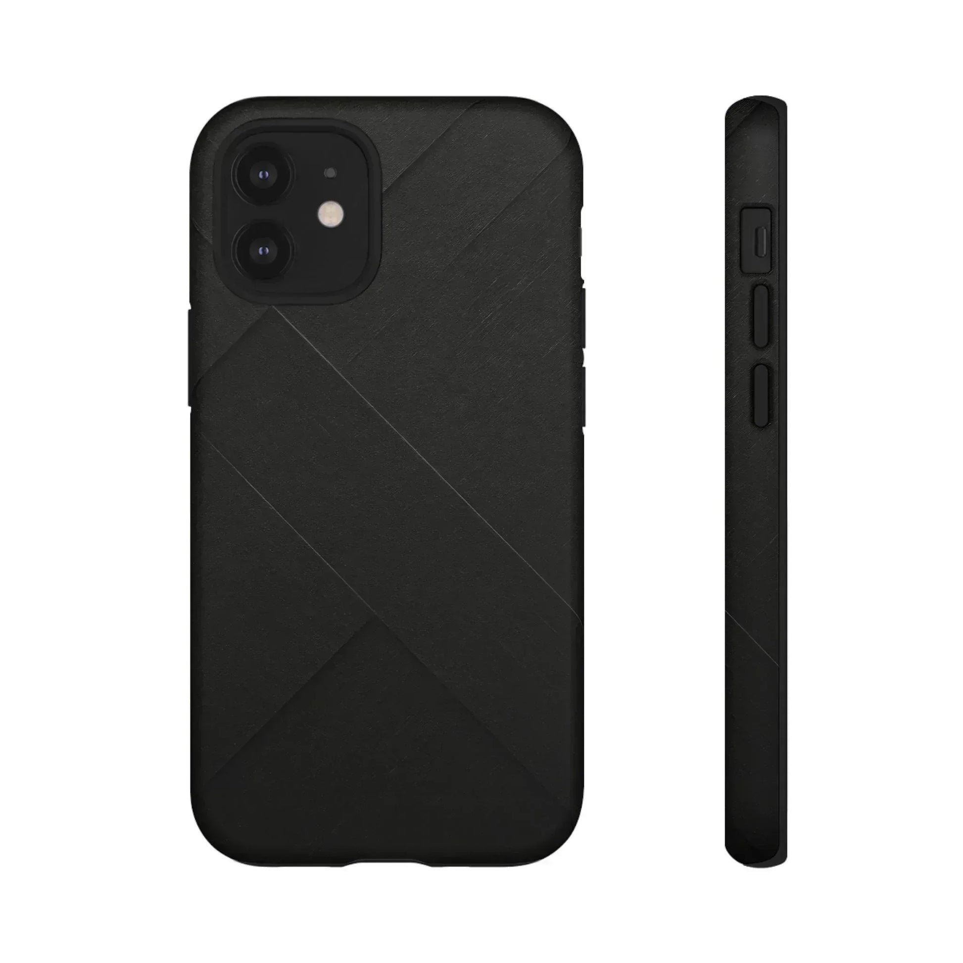 Matte Black Diagonal Line Phone Case for iPhone 8-16 and Galaxy S10-S25 - KARARMDESIGN