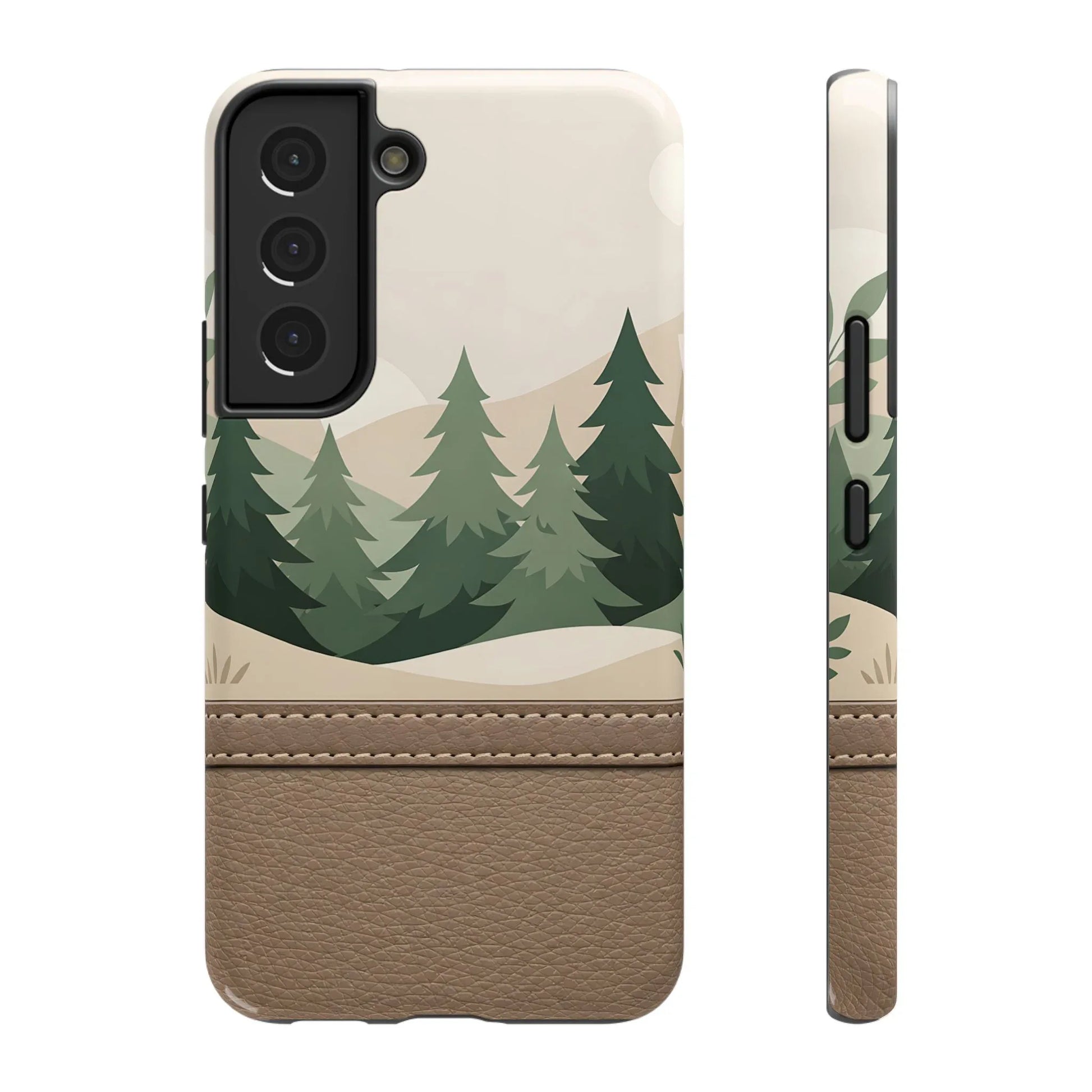 Forest Leather Phone Case for iPhone 11-17 and Galaxy S21-S25 - KARARMDESIGN