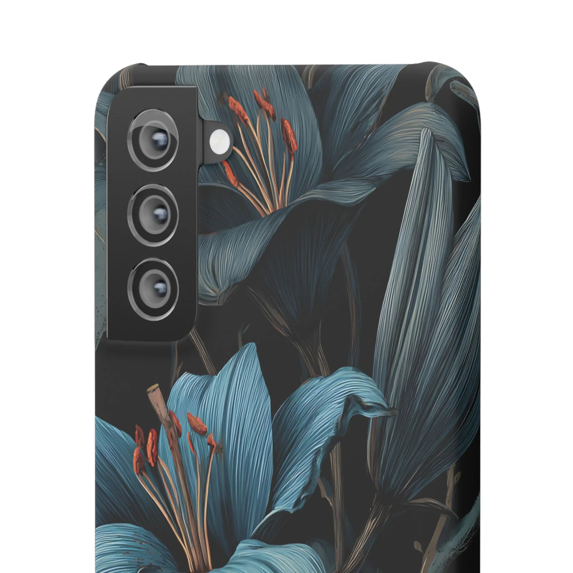 Blue Lily Floral Phone Case for iPhone 11-17 and Galaxy S20-S25 - KARARMDESIGN