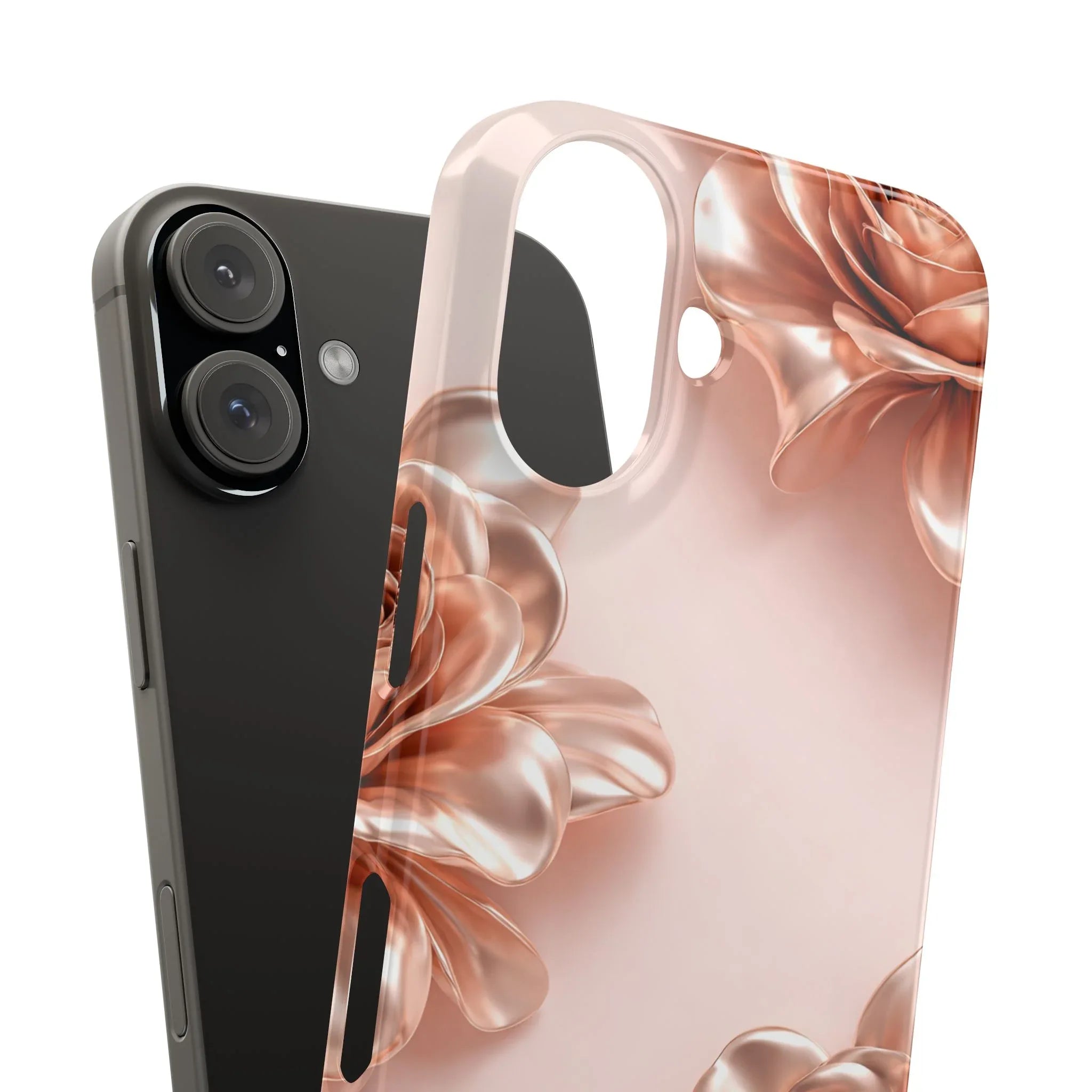 Blush Metallic Flower Case for iPhone 11-17 - KARARMDESIGN