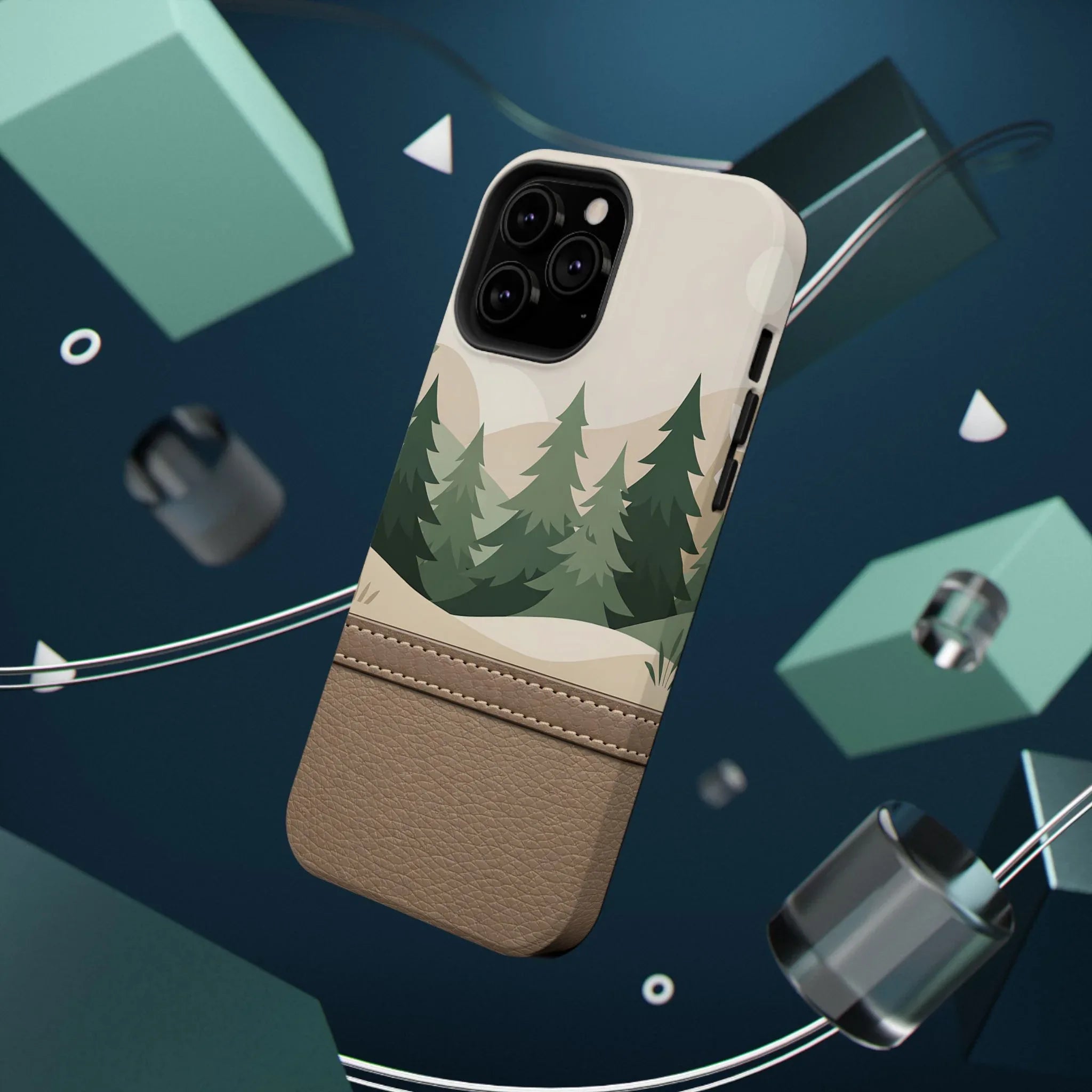 Forest Leather Phone Case for iPhone 11-17 and Galaxy S21-S25 - KARARMDESIGN
