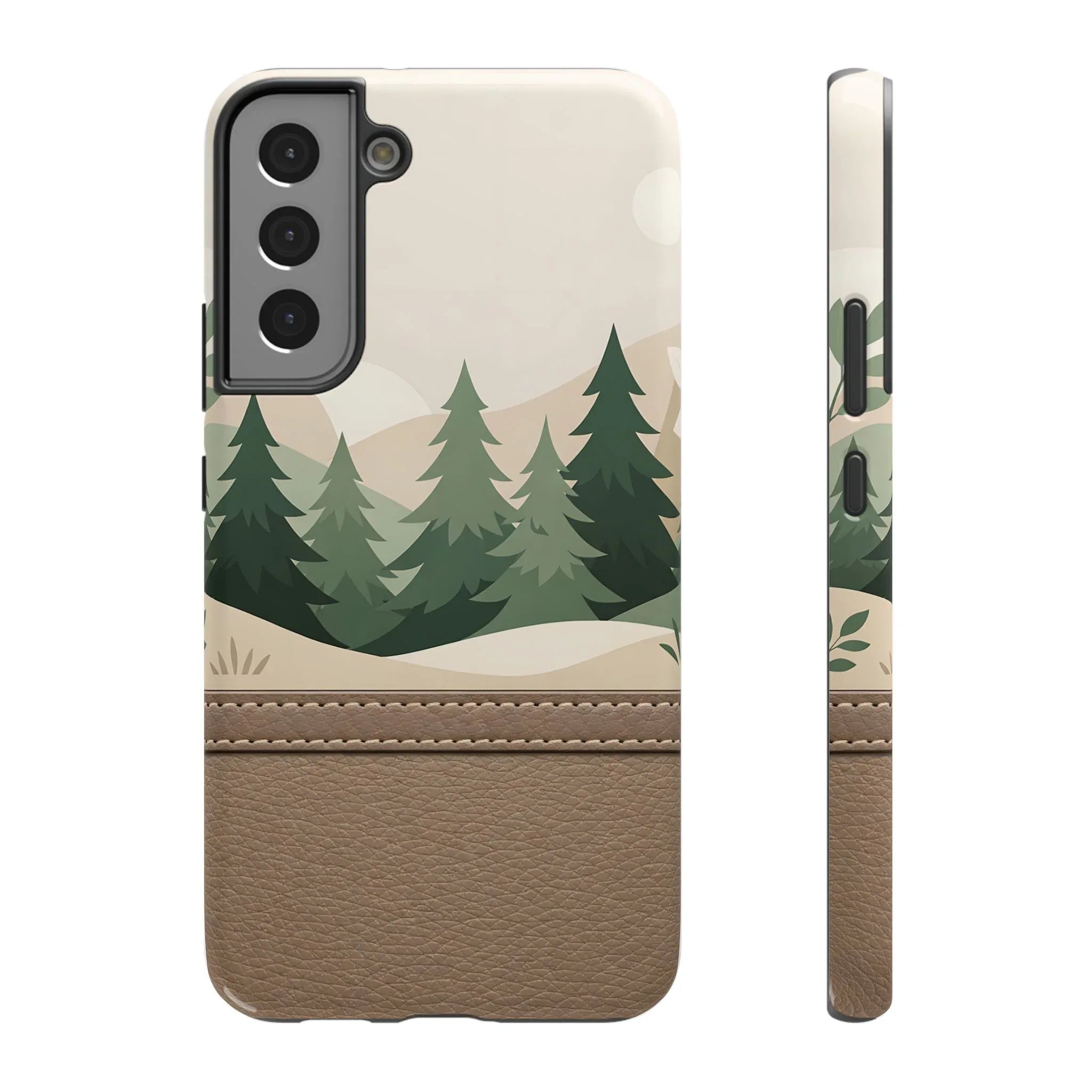 Forest Leather Phone Case for iPhone 11-17 and Galaxy S21-S25 - KARARMDESIGN