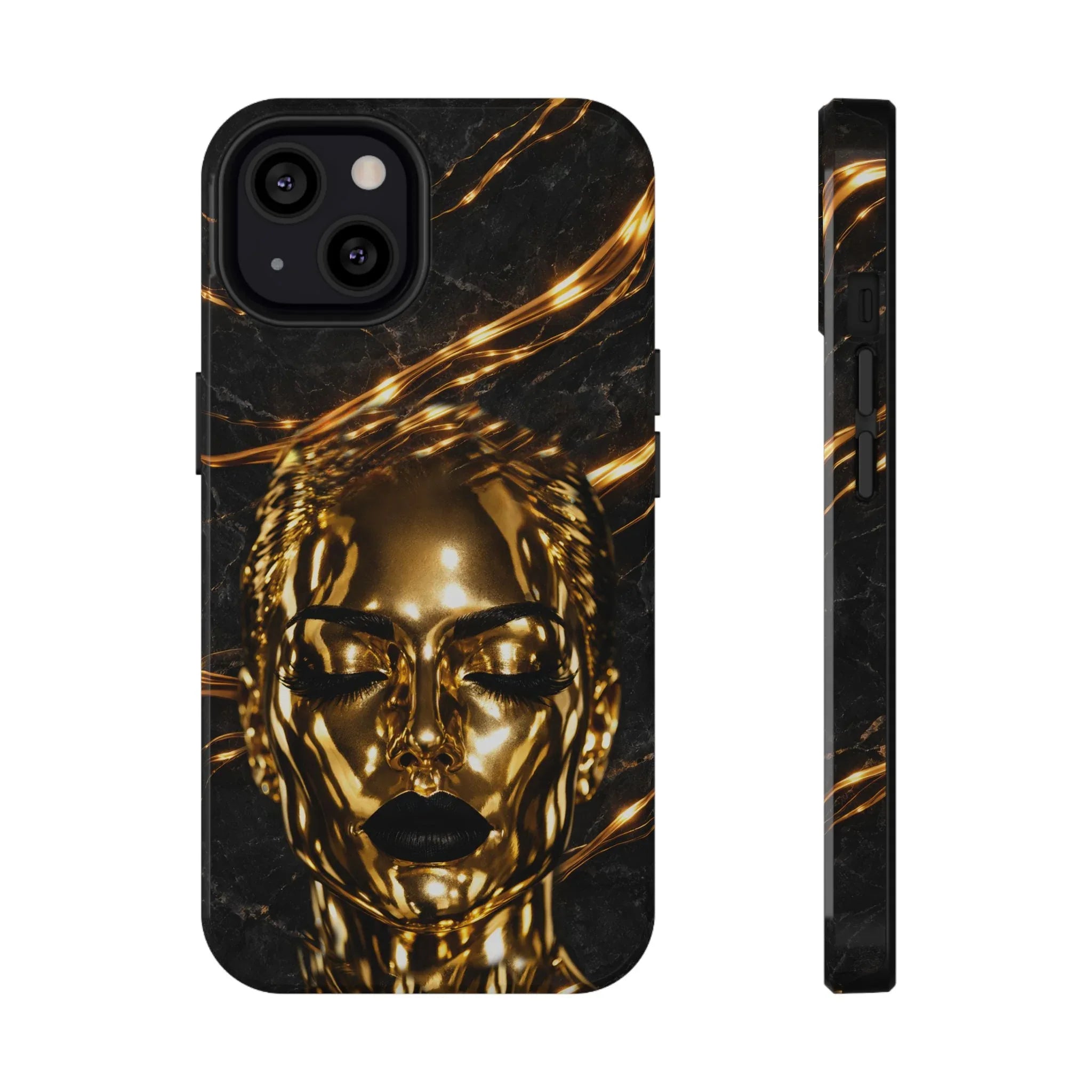 Luxury Gold Portrait Phone Case for iPhone 11-17 and Galaxy S21-S25 - KARARMDESIGN