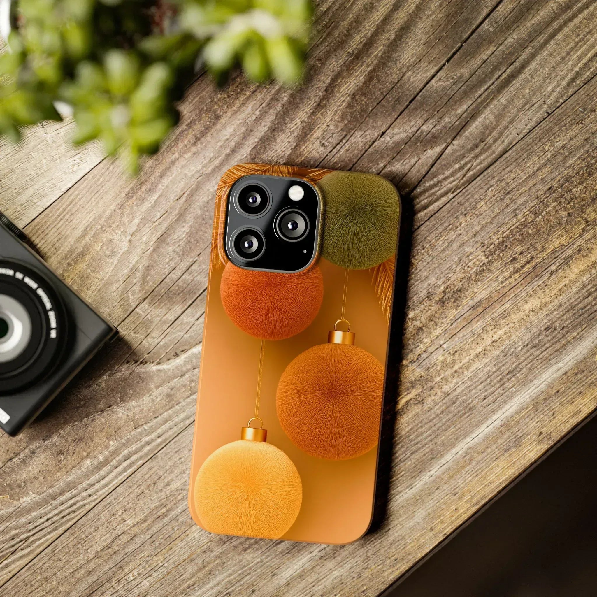 Golden Fuzz Ornaments Phone Case for iPhone 11-17 - KARARMDESIGN