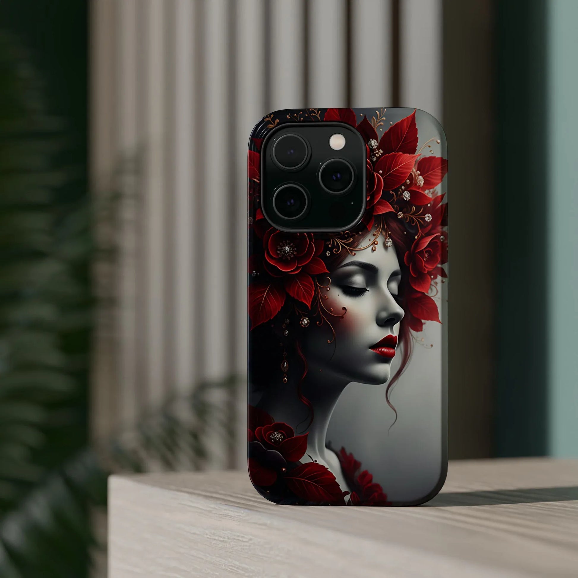 Scarlet Bloom Portrait Phone Case for iPhone 13-17 - KARARMDESIGN