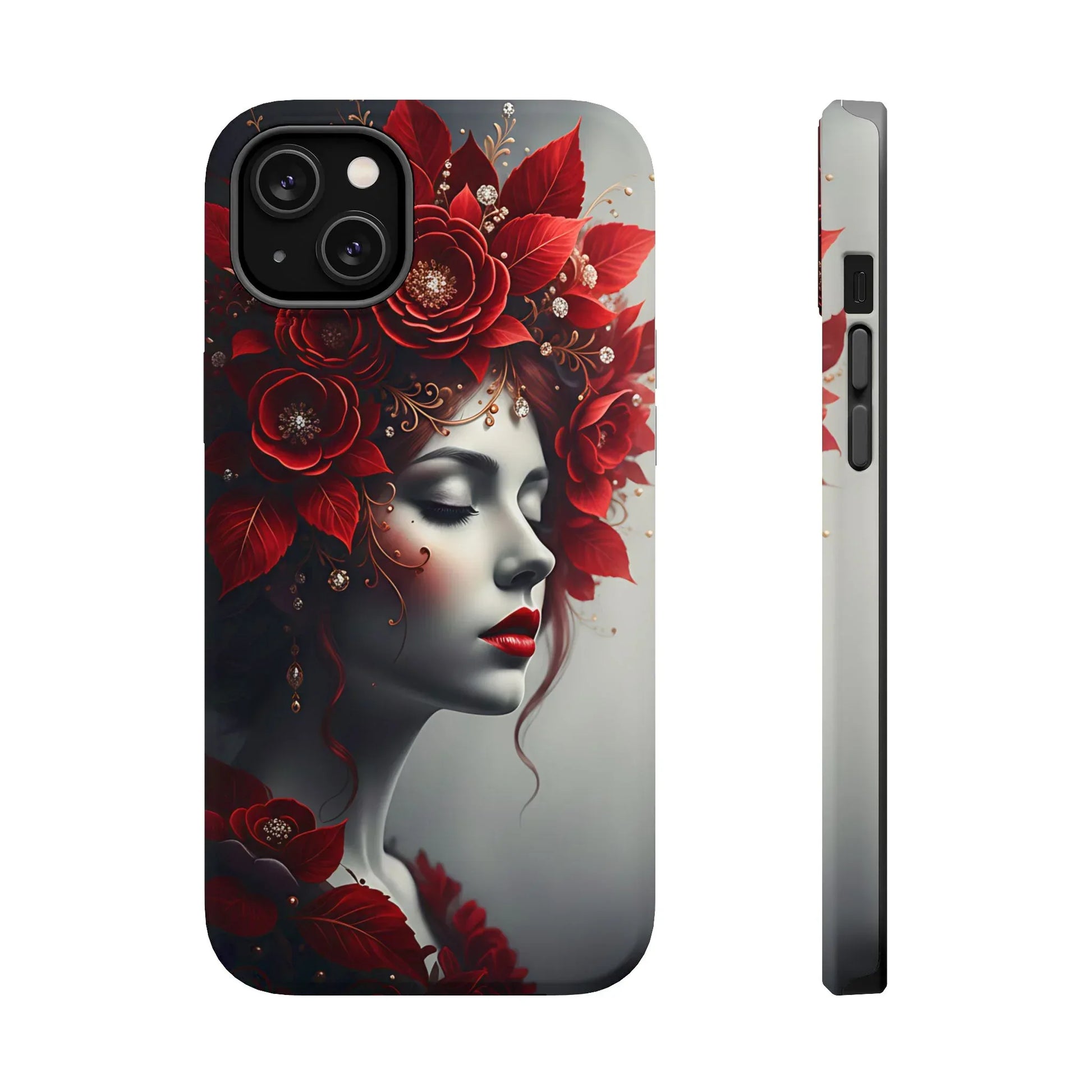 Scarlet Bloom Portrait Phone Case for iPhone 13-17 - KARARMDESIGN
