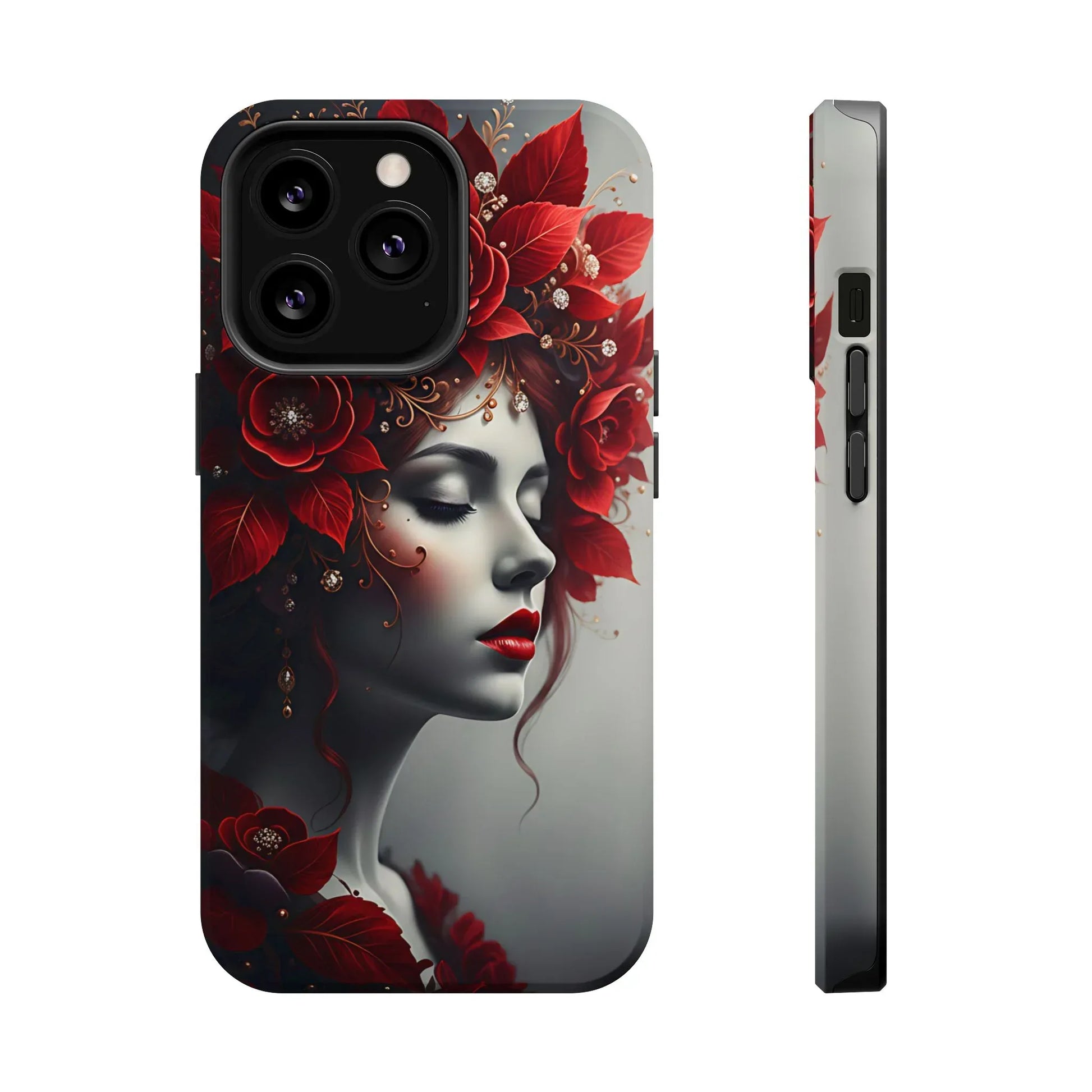Scarlet Bloom Portrait Phone Case for iPhone 13-17 - KARARMDESIGN