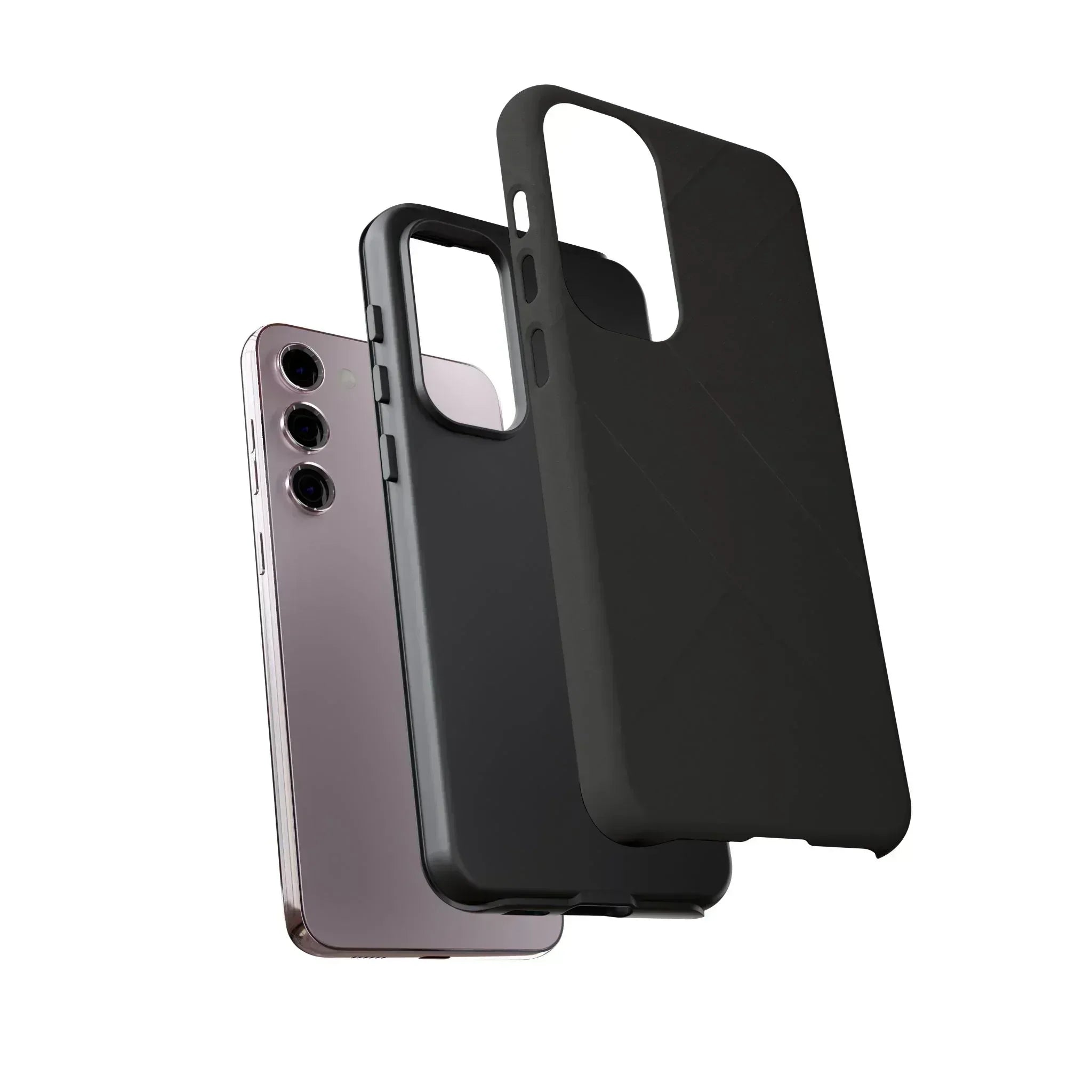 Matte Black Diagonal Line Phone Case for iPhone 8-16 and Galaxy S10-S25 - KARARMDESIGN