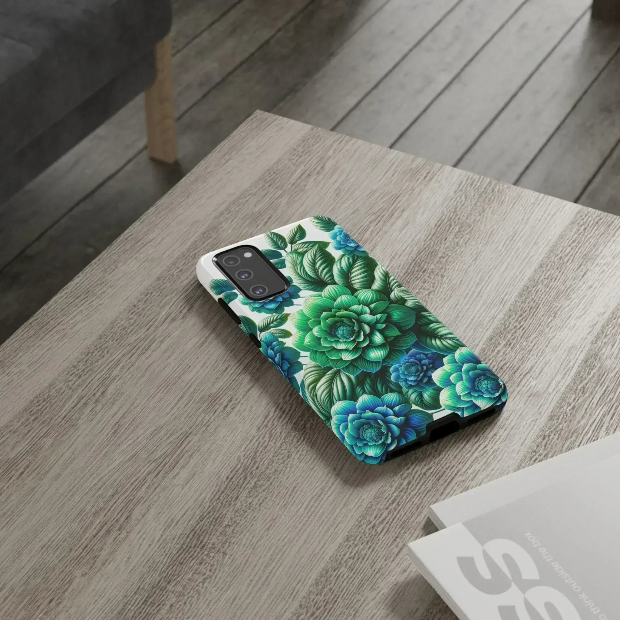 Green and Blue Floral Phone Case for Galaxy S10-S25 - KARARMDESIGN