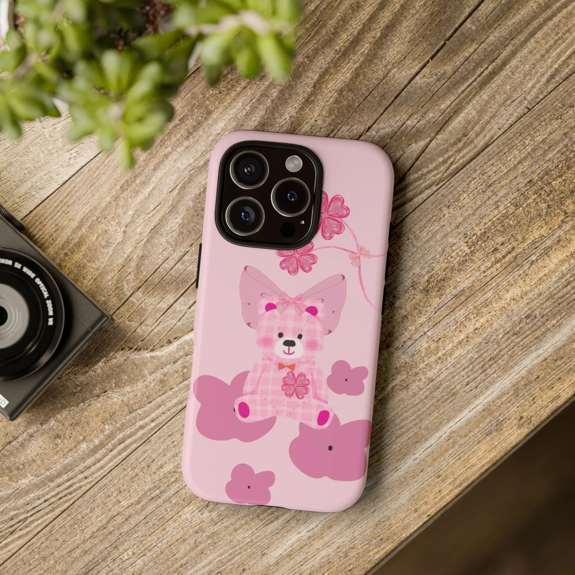 Pink Teddy Bear Phone Cases for iPhone, Pixel and Galaxy - KARARMDESIGN