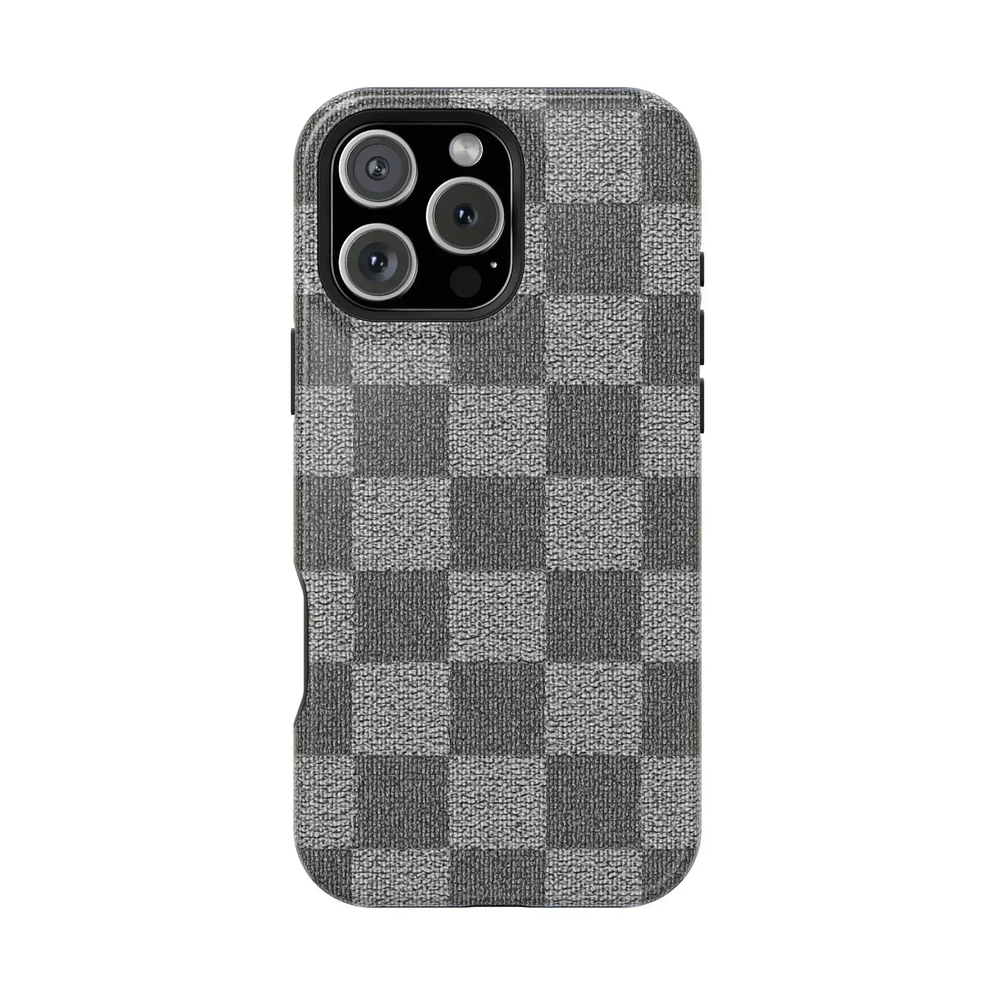 Gray Checkered Phone Case for iPhone 12-16 and Galaxy S21-S22 - KARARMDESIGN