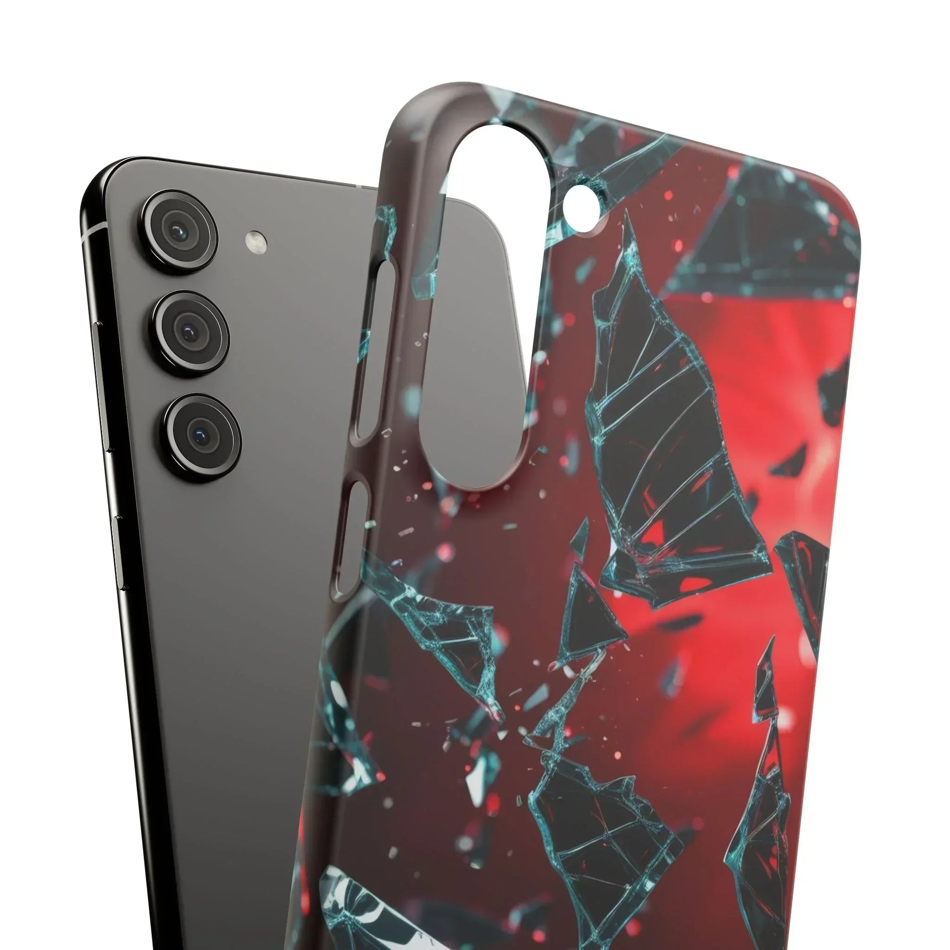 "Crimson Impact" Realistic Glass Shard Snap Phone Case for iPhone 7-16 and Samsung Galaxy S10-S24 Models - KarArmDesign
