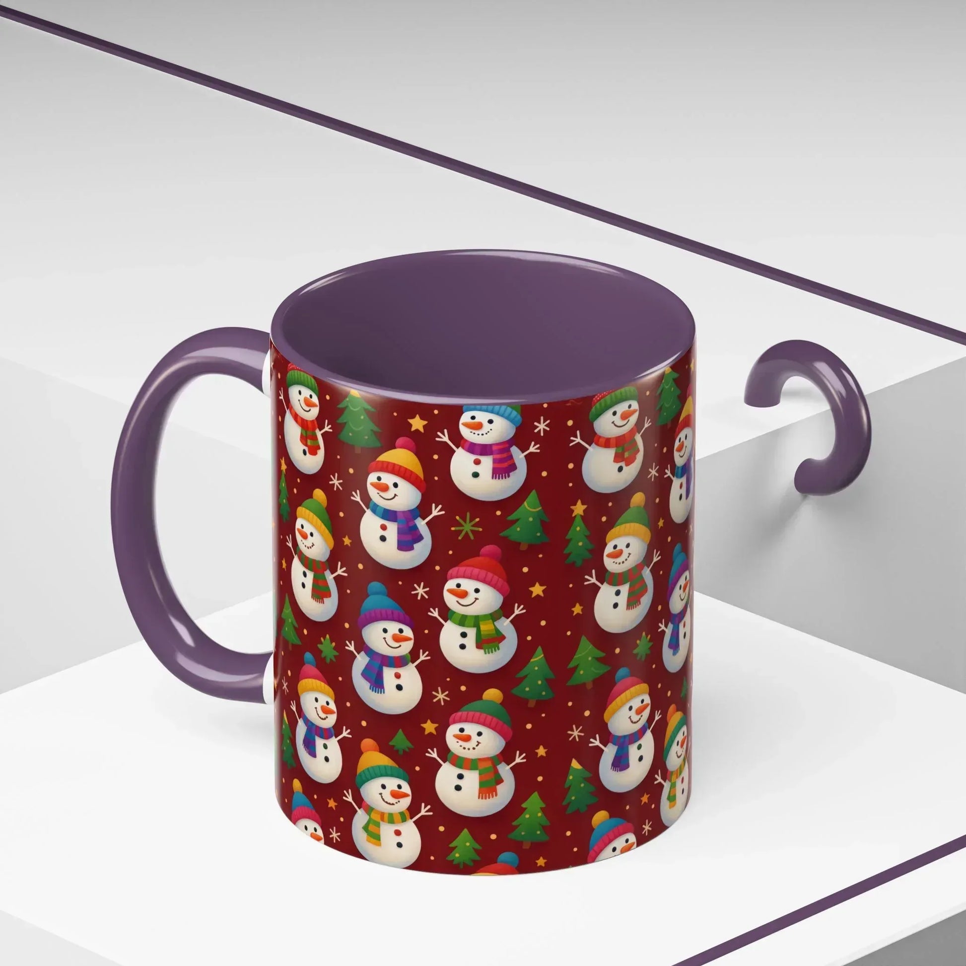 Festive Snowman Parade Accent Coffee Mug (11oz) - KARARMDESIGN