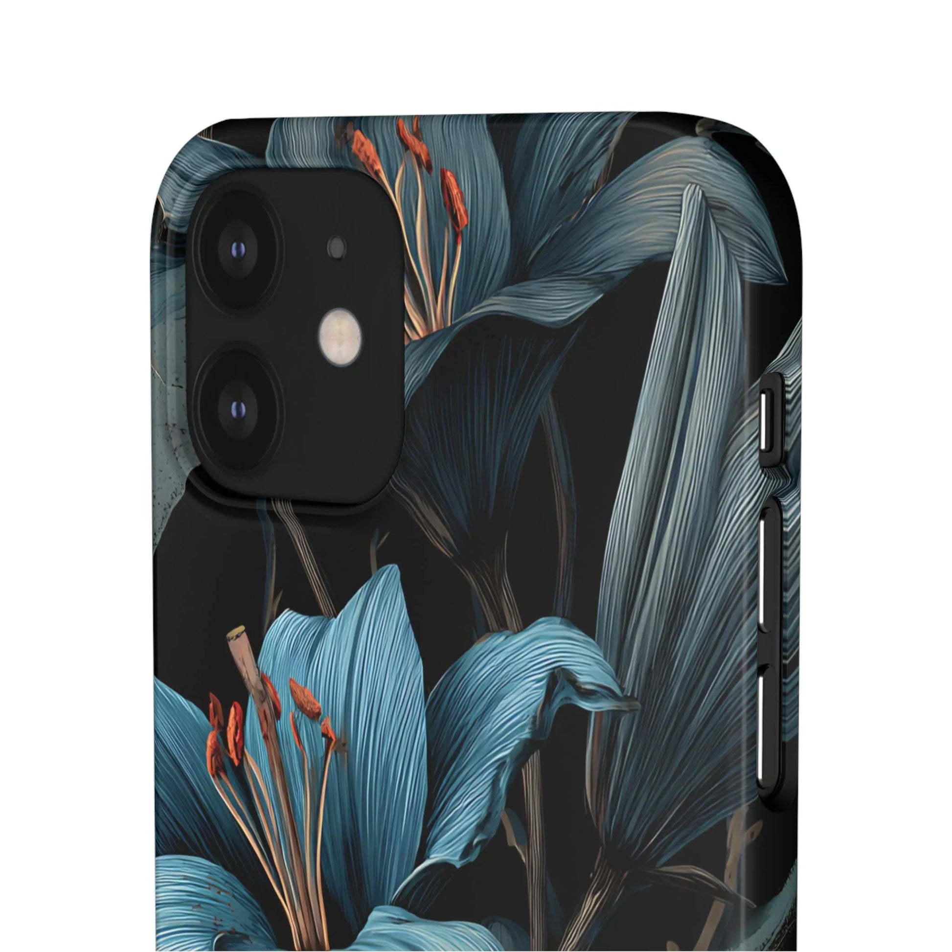 Blue Lily Floral Phone Case for iPhone 11-17 and Galaxy S20-S25 - KARARMDESIGN