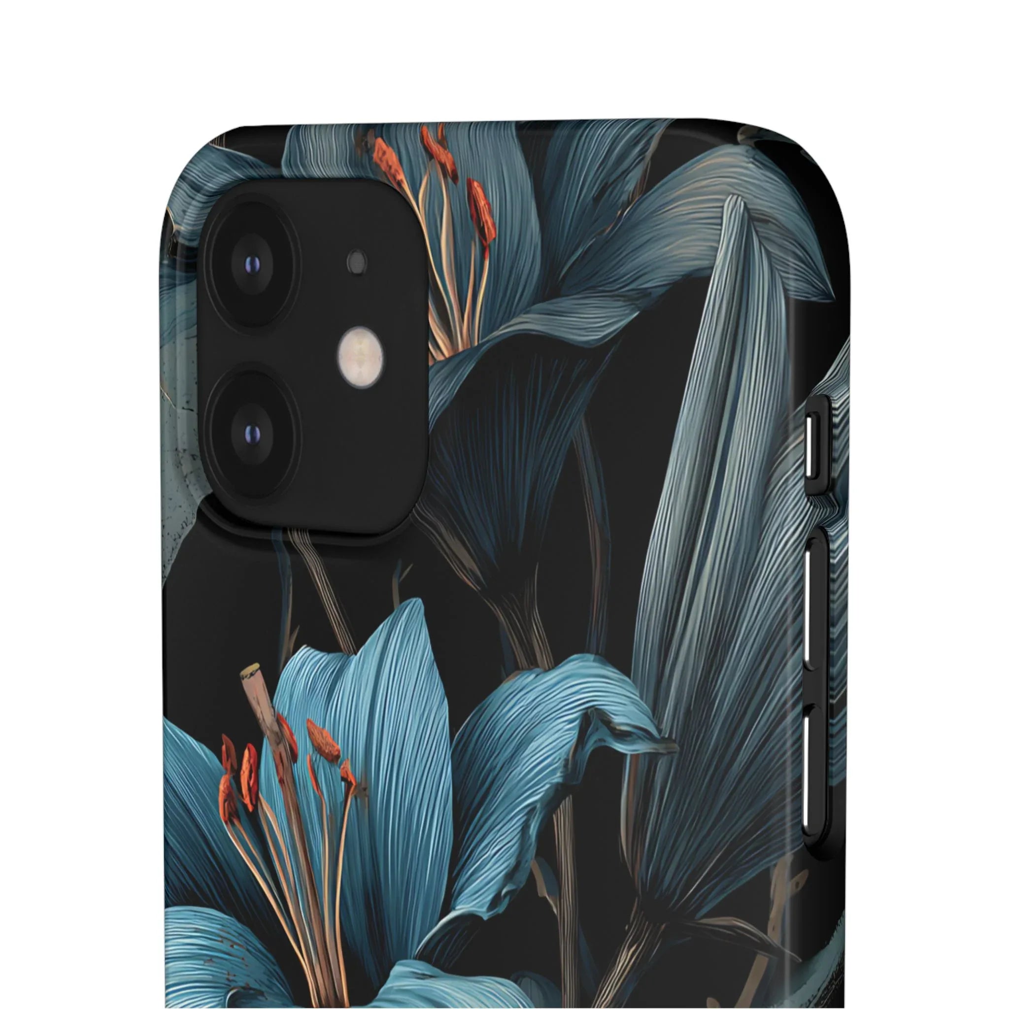 Blue Lily Floral Phone Case for iPhone 11-17 and Galaxy S20-S25 - KARARMDESIGN