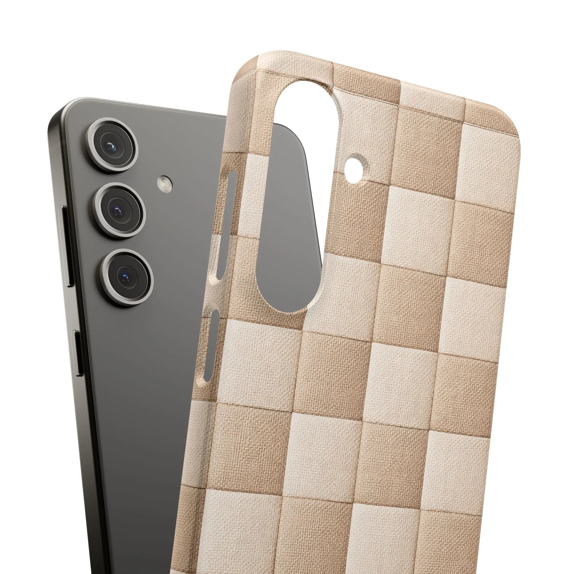 Beige Woven Phone Case for iPhone 11-17 and Galaxy S20-S25 - KARARMDESIGN