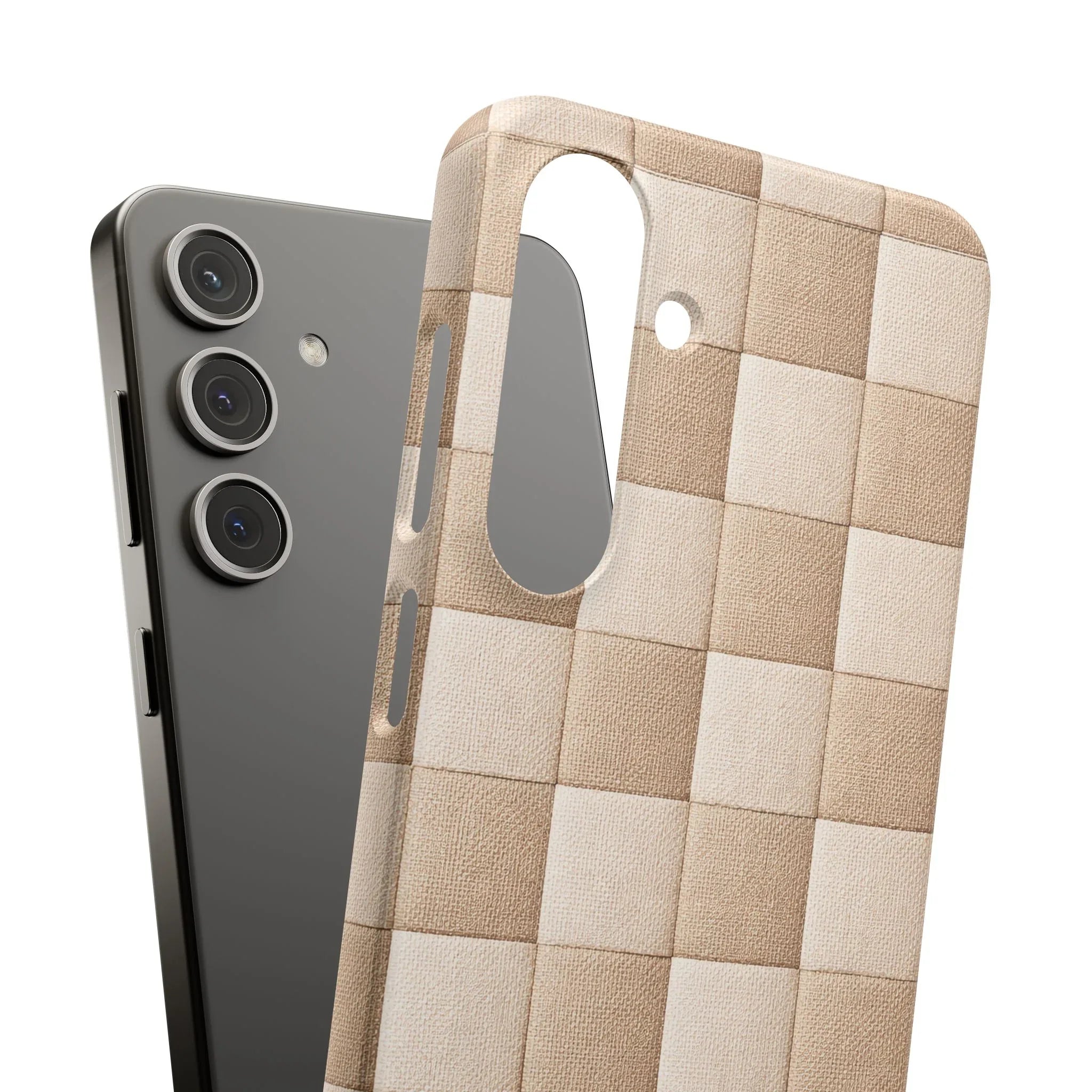 Beige Woven Phone Case for iPhone 11-17 and Galaxy S20-S25 - KARARMDESIGN
