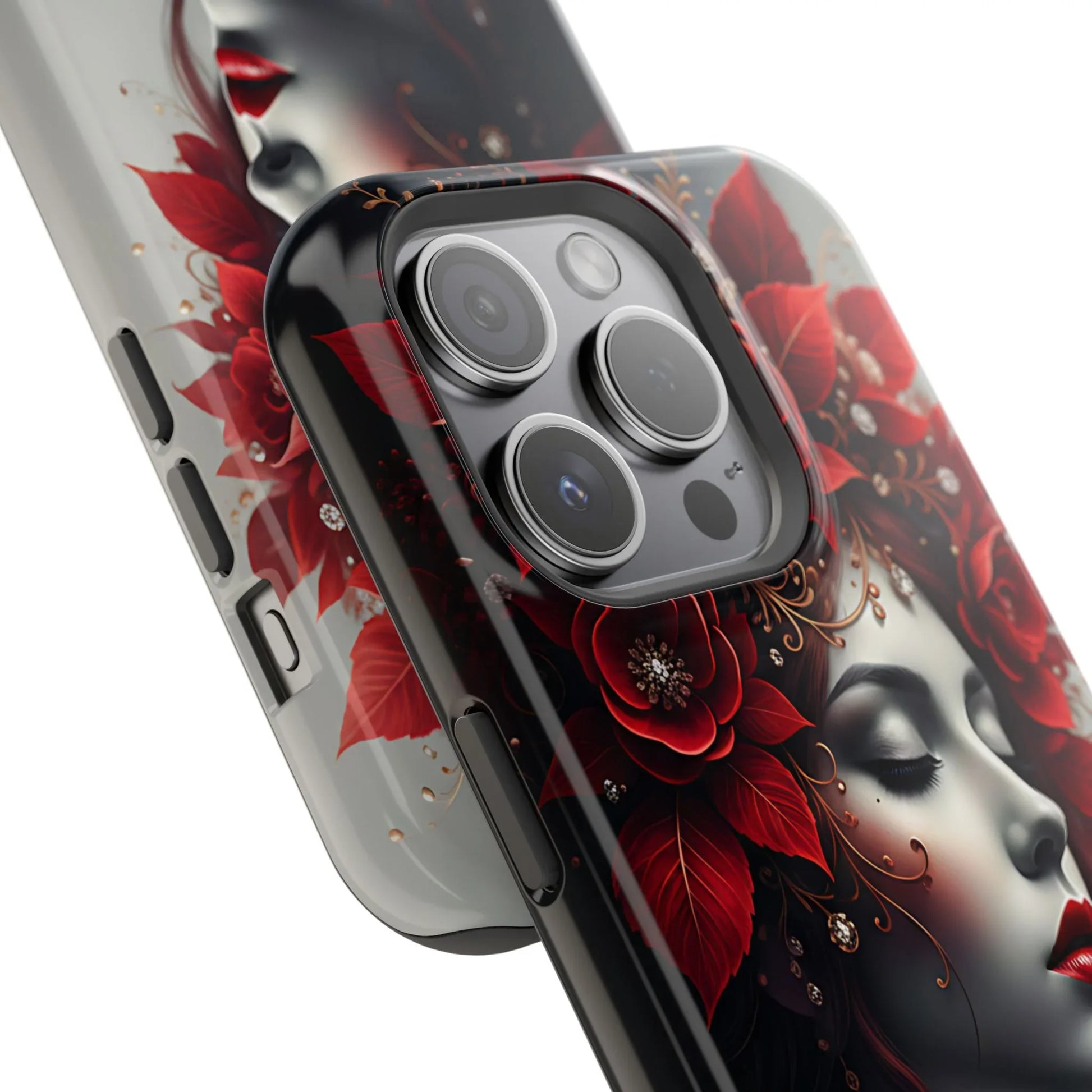 Scarlet Bloom Portrait Phone Case for iPhone 13-17 - KARARMDESIGN