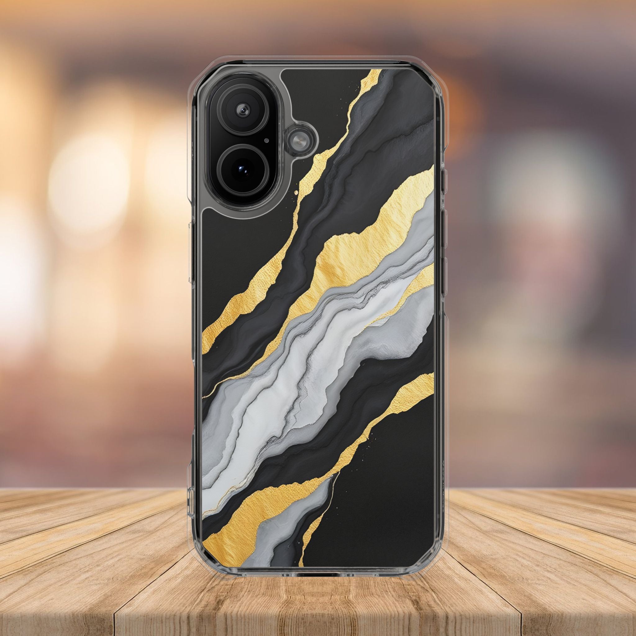Luxury Black and Gold Marble Magnetic Phone Case for iPhone 14-17